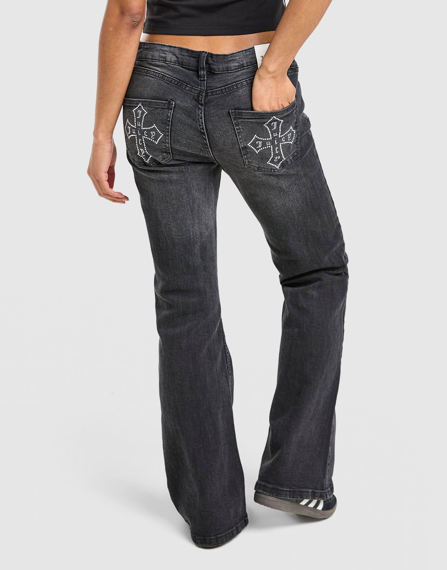 JUICY COUTURE Cross Lace Up Denim Jeans