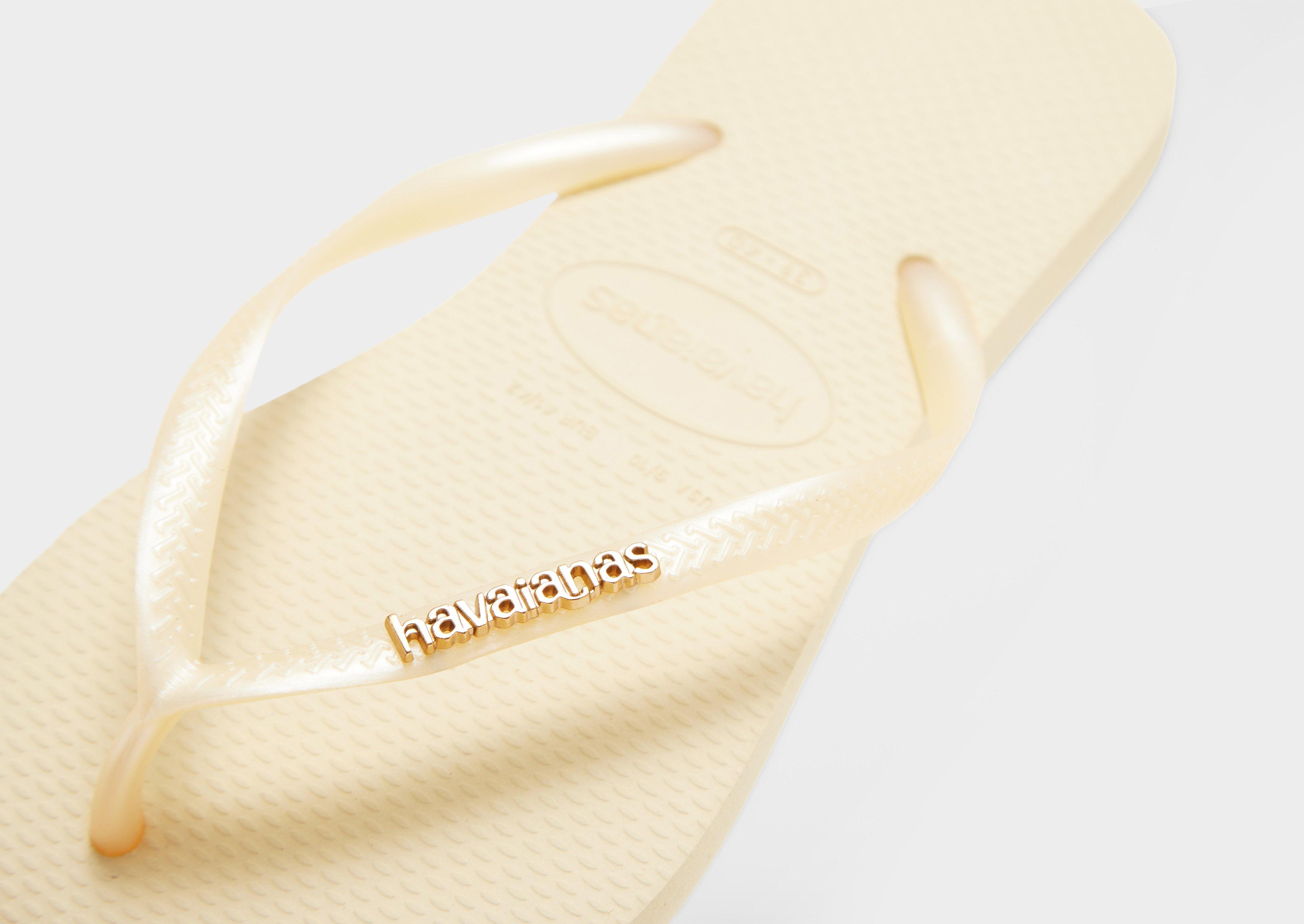 Havaianas Slim Square Logo Metallic Flip Flops Women's