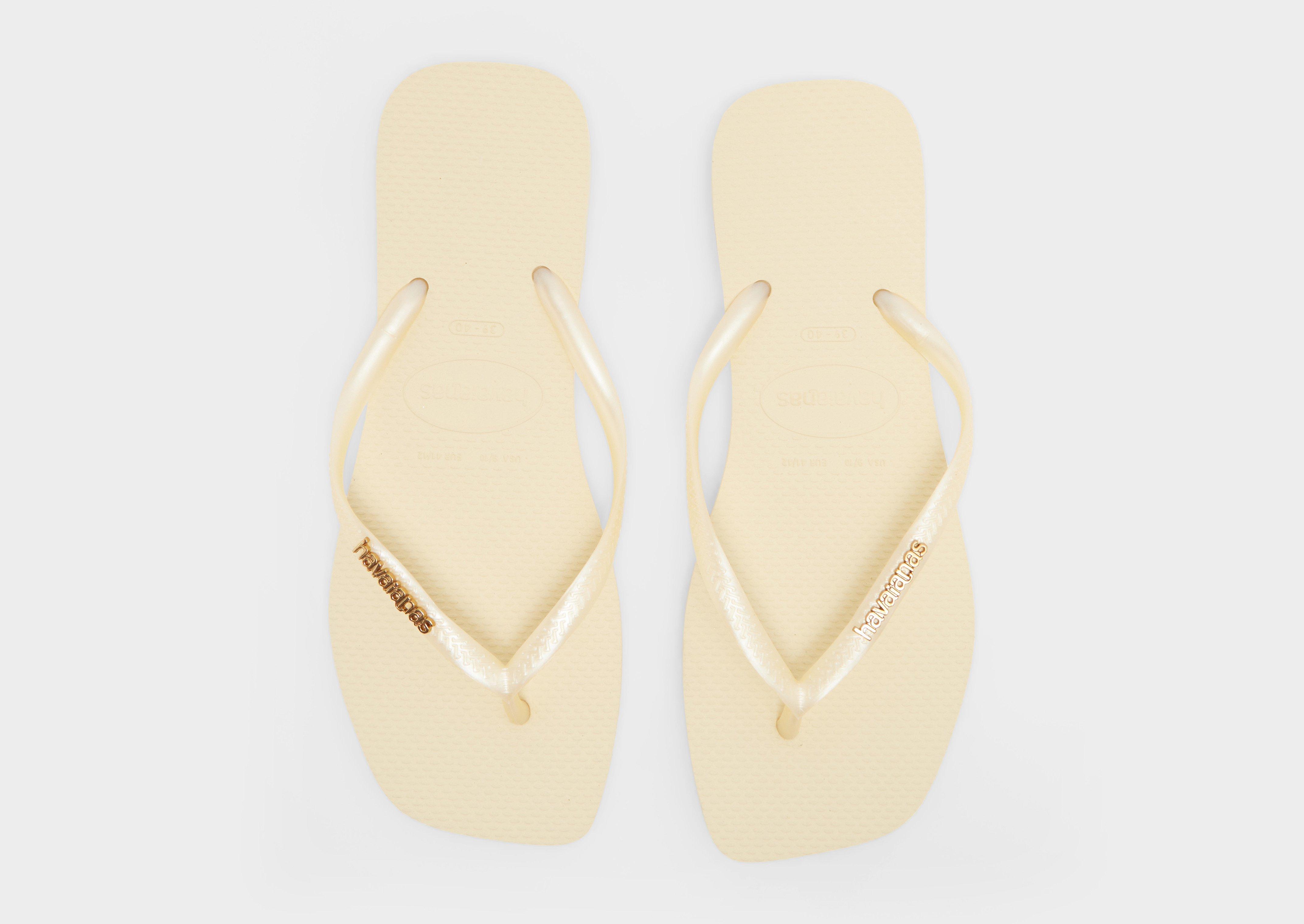 Havaianas Slim Square Logo Metallic Flip Flops Women's