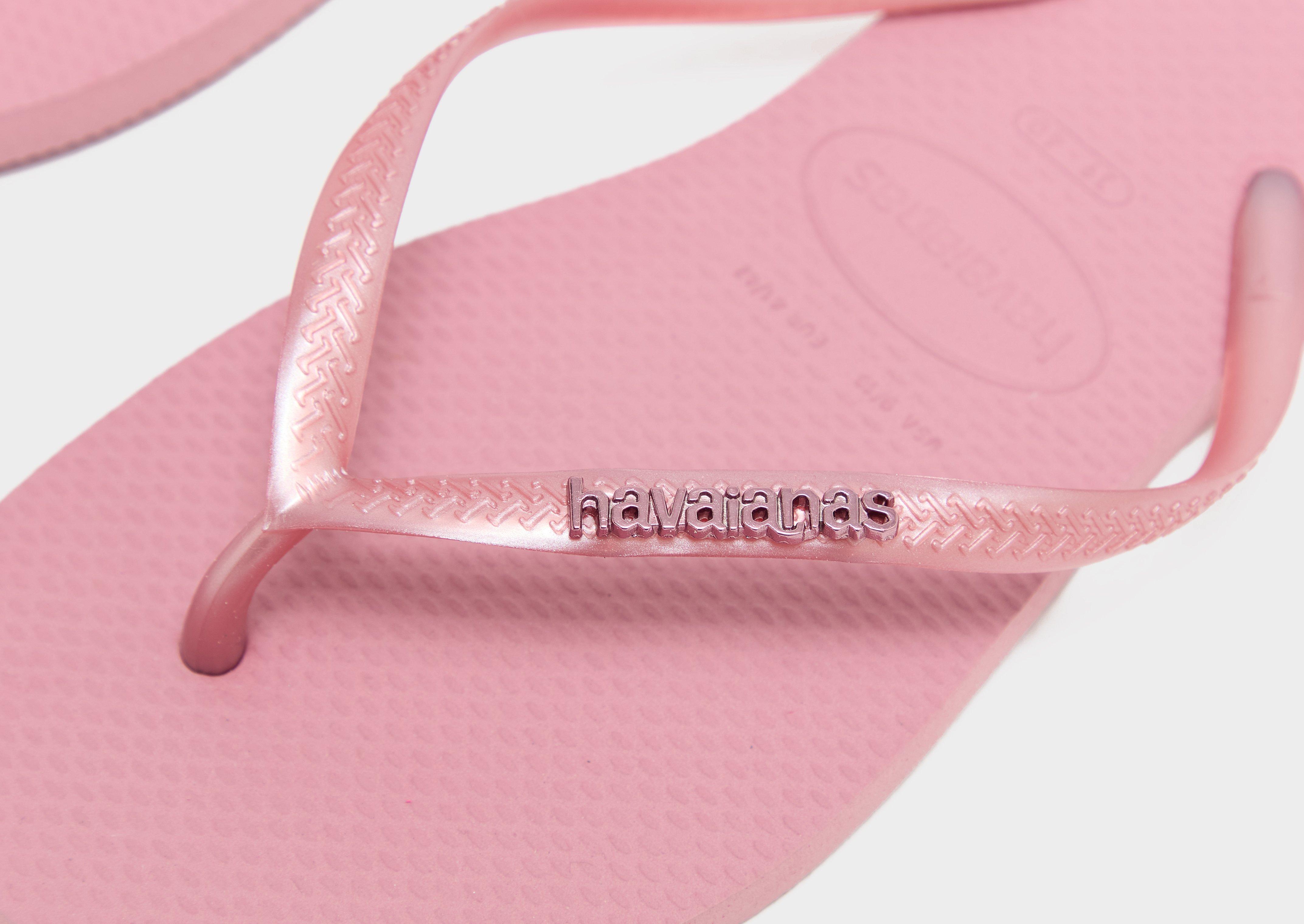 Havaianas Slim Square Logo Metallic Flip Flops Women's