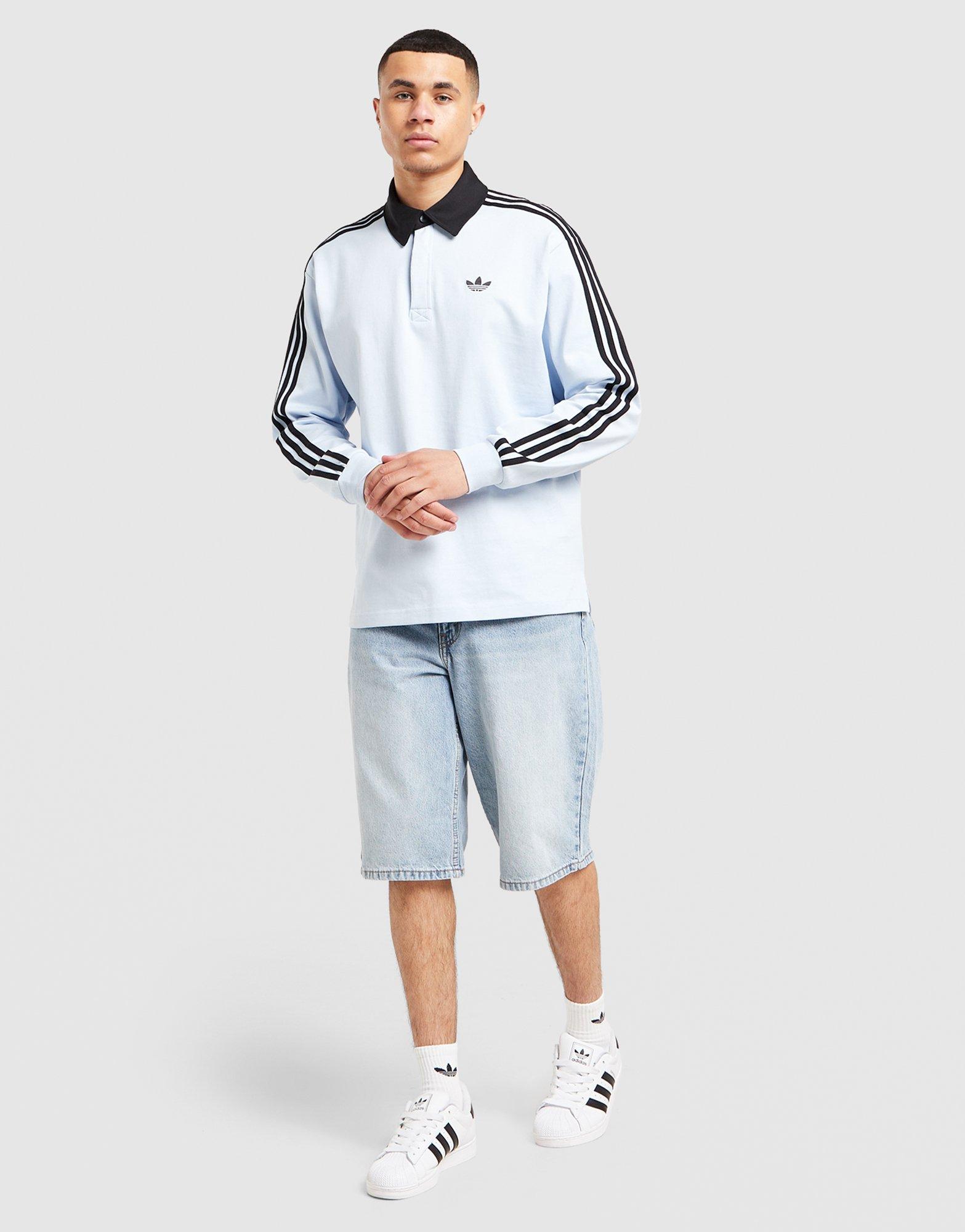 adidas Originals 3 Stripes Rugby Long Sleeve Polo Shirt