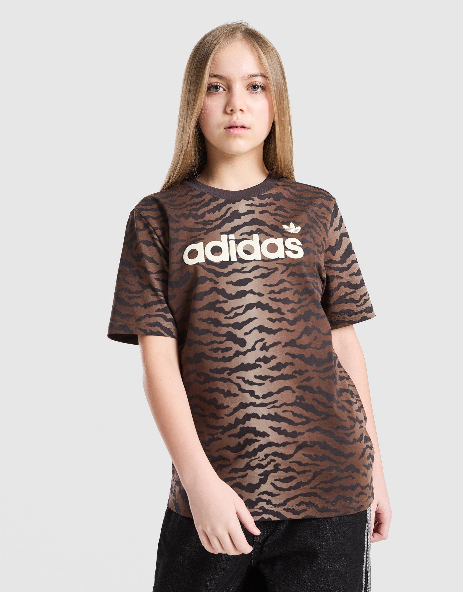 adidas Originals Girls' Tiger Print T-Shirt Junior