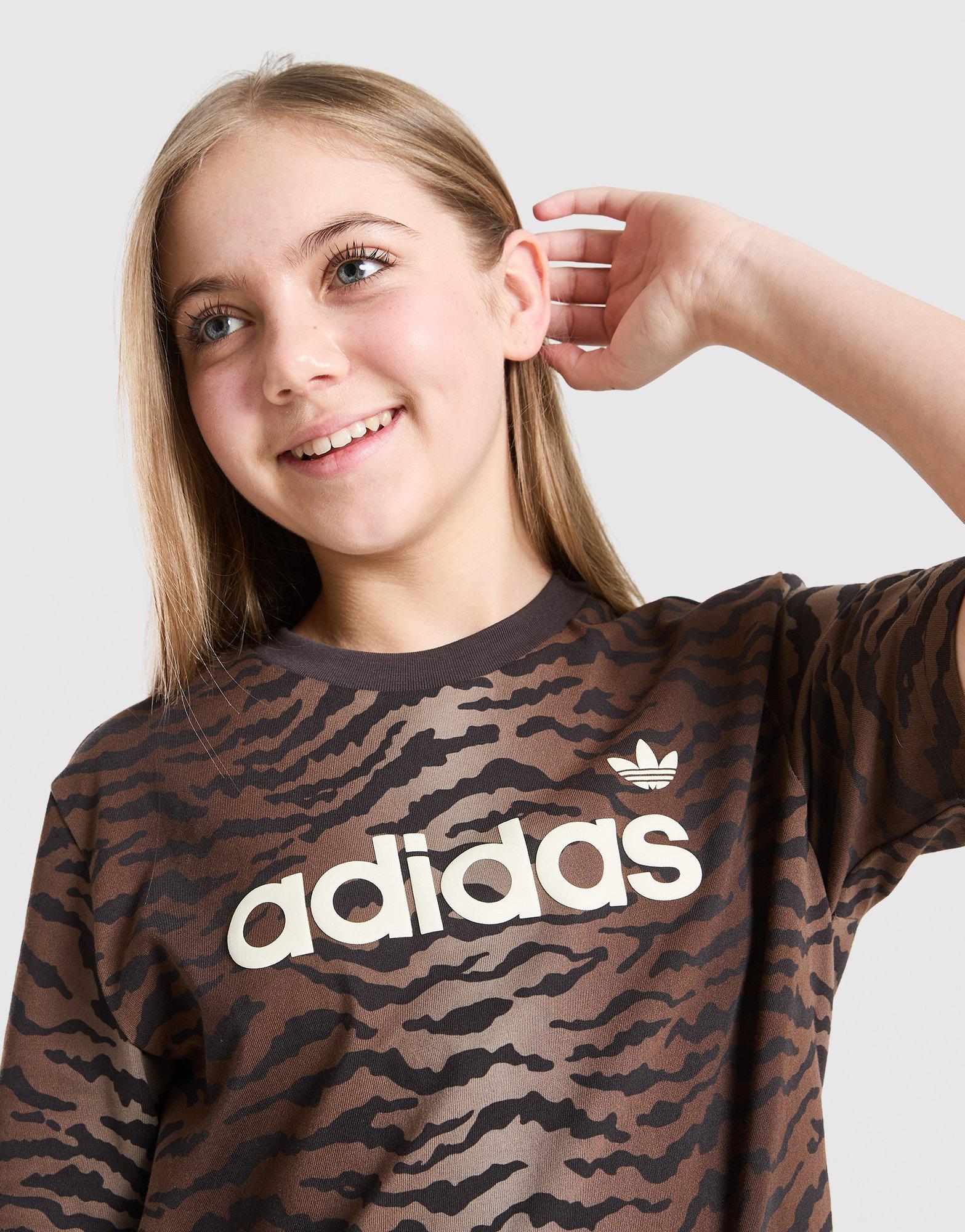 adidas Originals Girls' Tiger Print T-Shirt Junior
