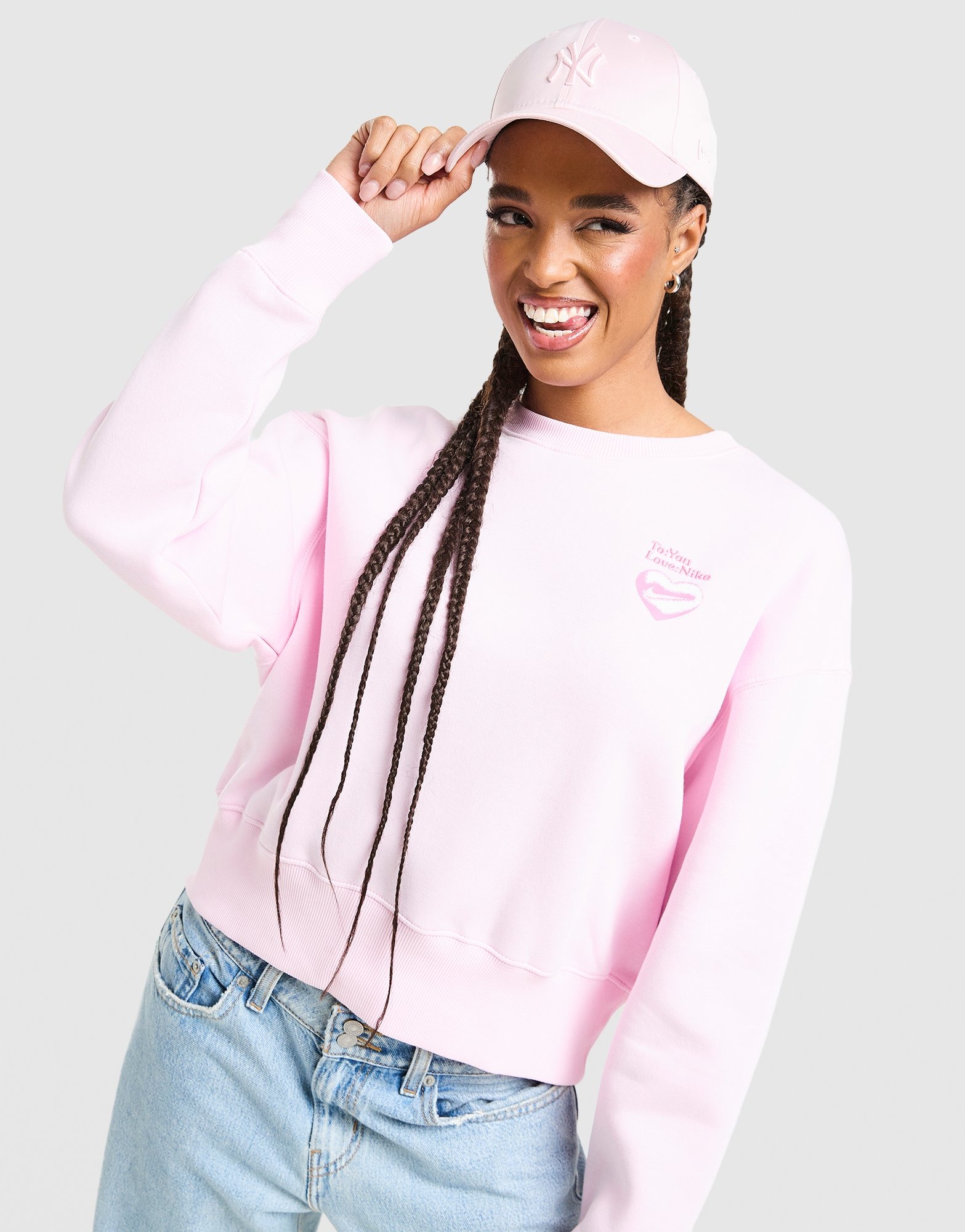 rose pinkSNIDEL スキッパーロゴスウェット+スカショーパン Pink Nike Valentine's Day Crop Crew Sweatshirt - JD Sports Global