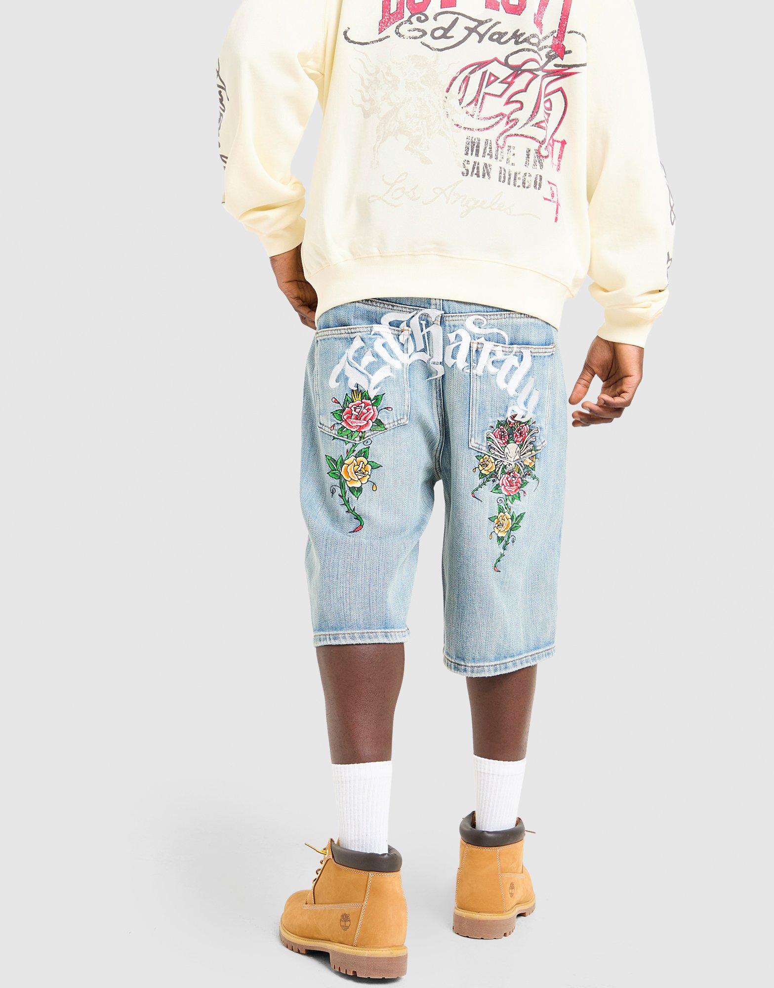 Ed Hardy Floral Denim Jorts