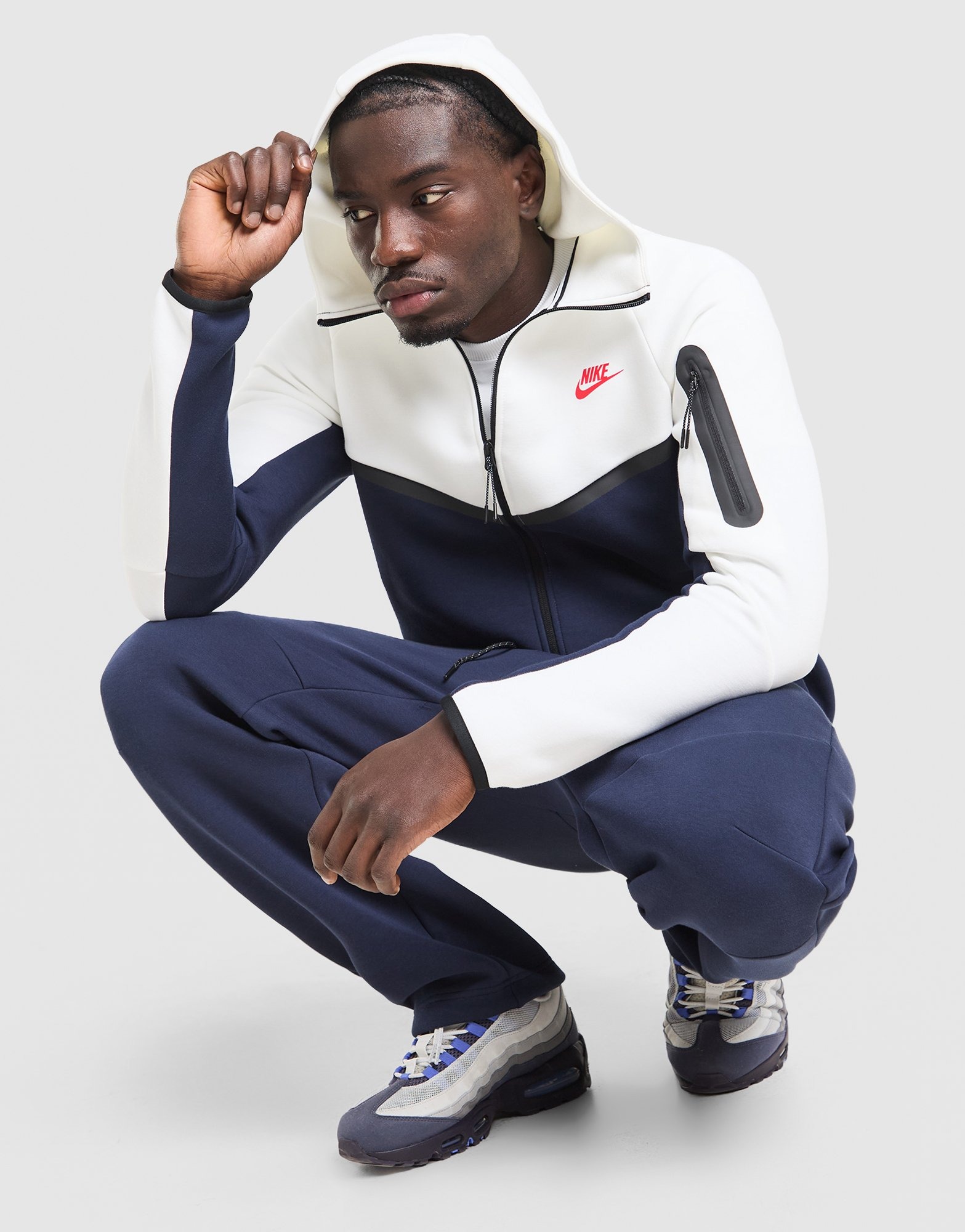 White Nike Tech Fleece Full Zip Hoodie - JD Sports Global