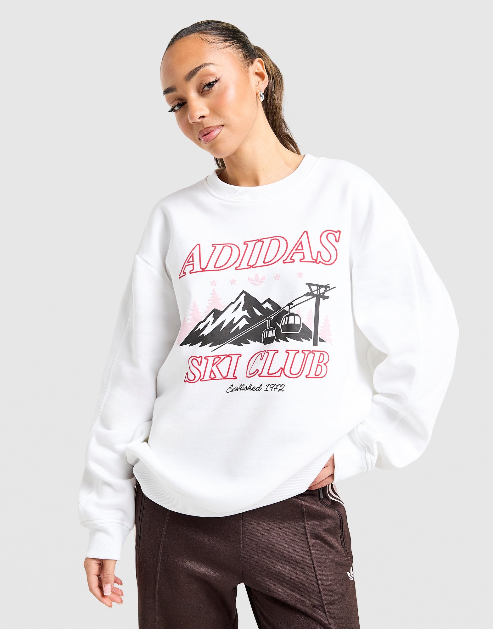 新品S Adidas CREW クルーネックスウェット KD1834 adidas Essentials Fleece Long Oversized Crew Sweatshirt - Black