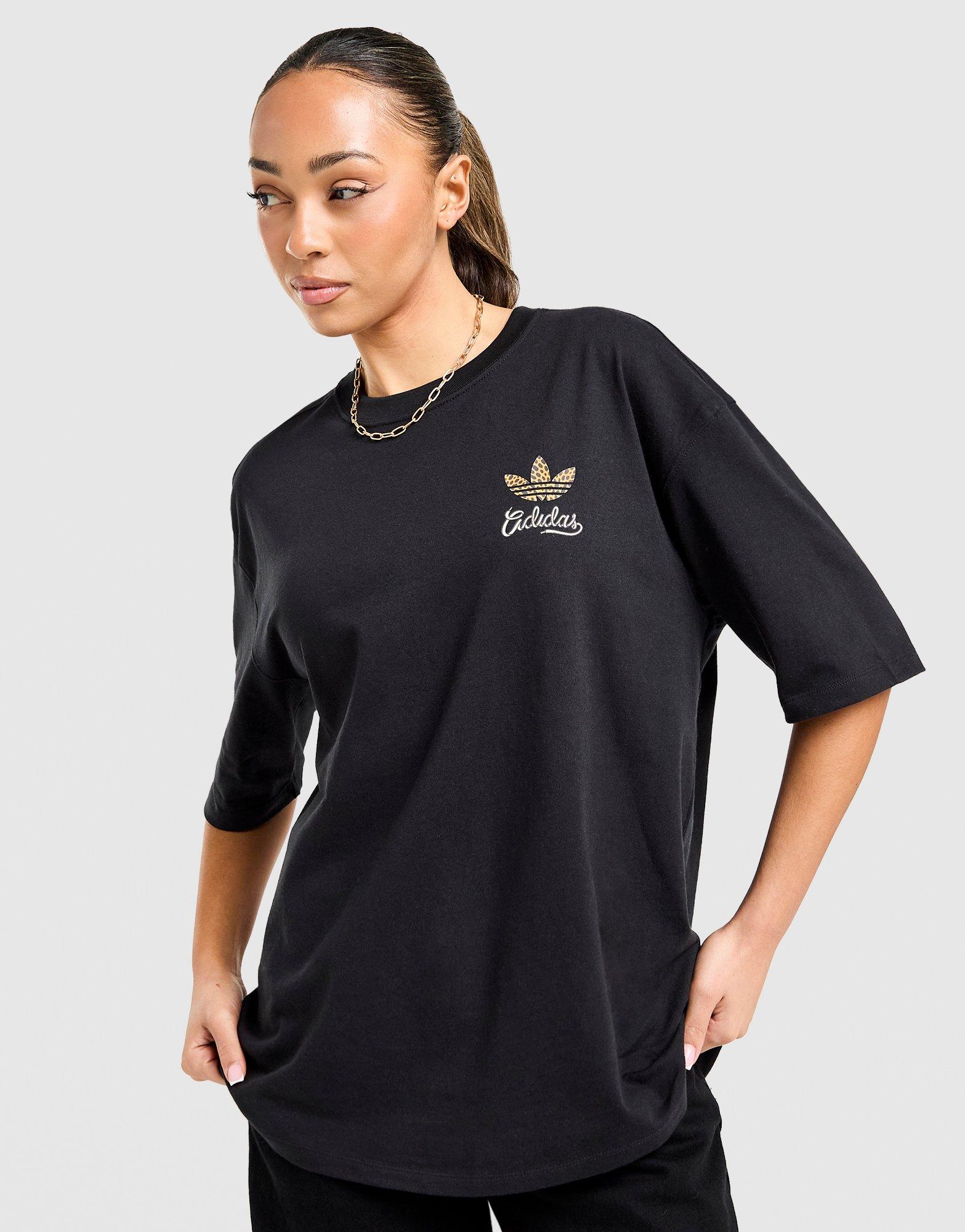 adidas Originals Leopard Print Samba Boyfriend T-Shirt