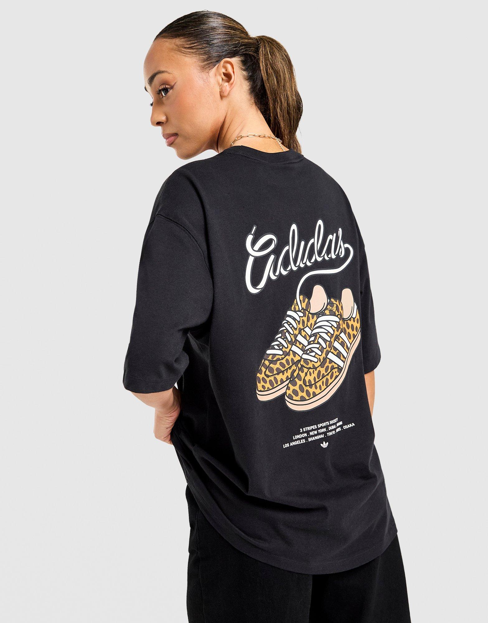 adidas Originals Leopard Print Samba Boyfriend T-Shirt