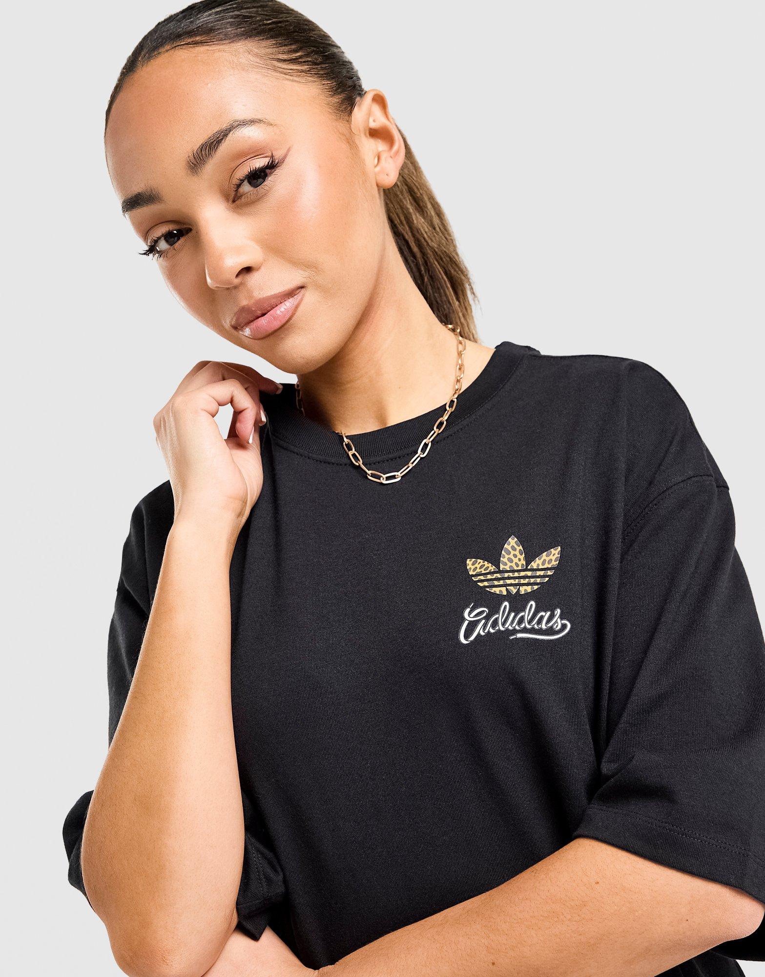 adidas Originals Leopard Print Samba Boyfriend T-Shirt