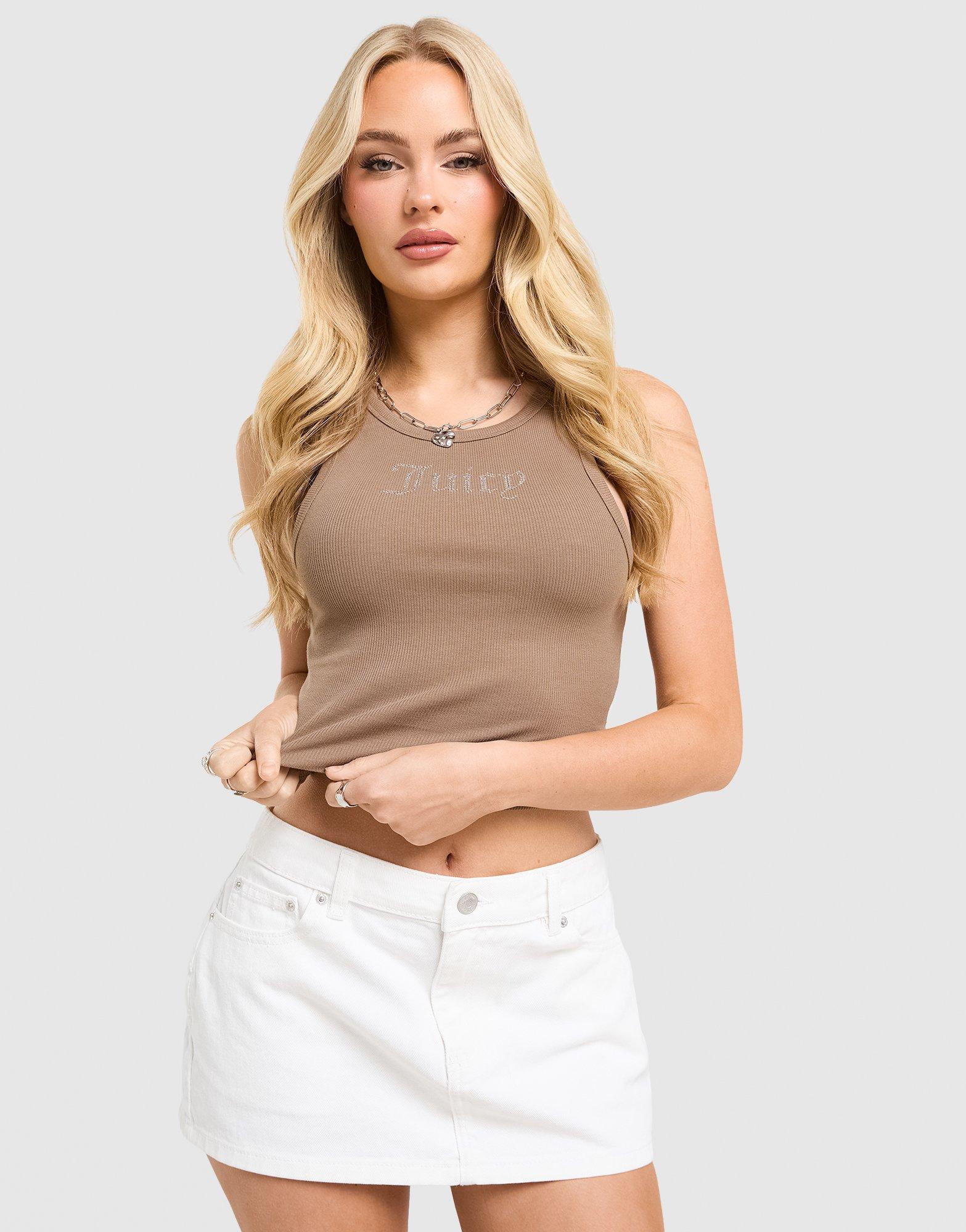 JUICY COUTURE Rib Diamante Tank Top