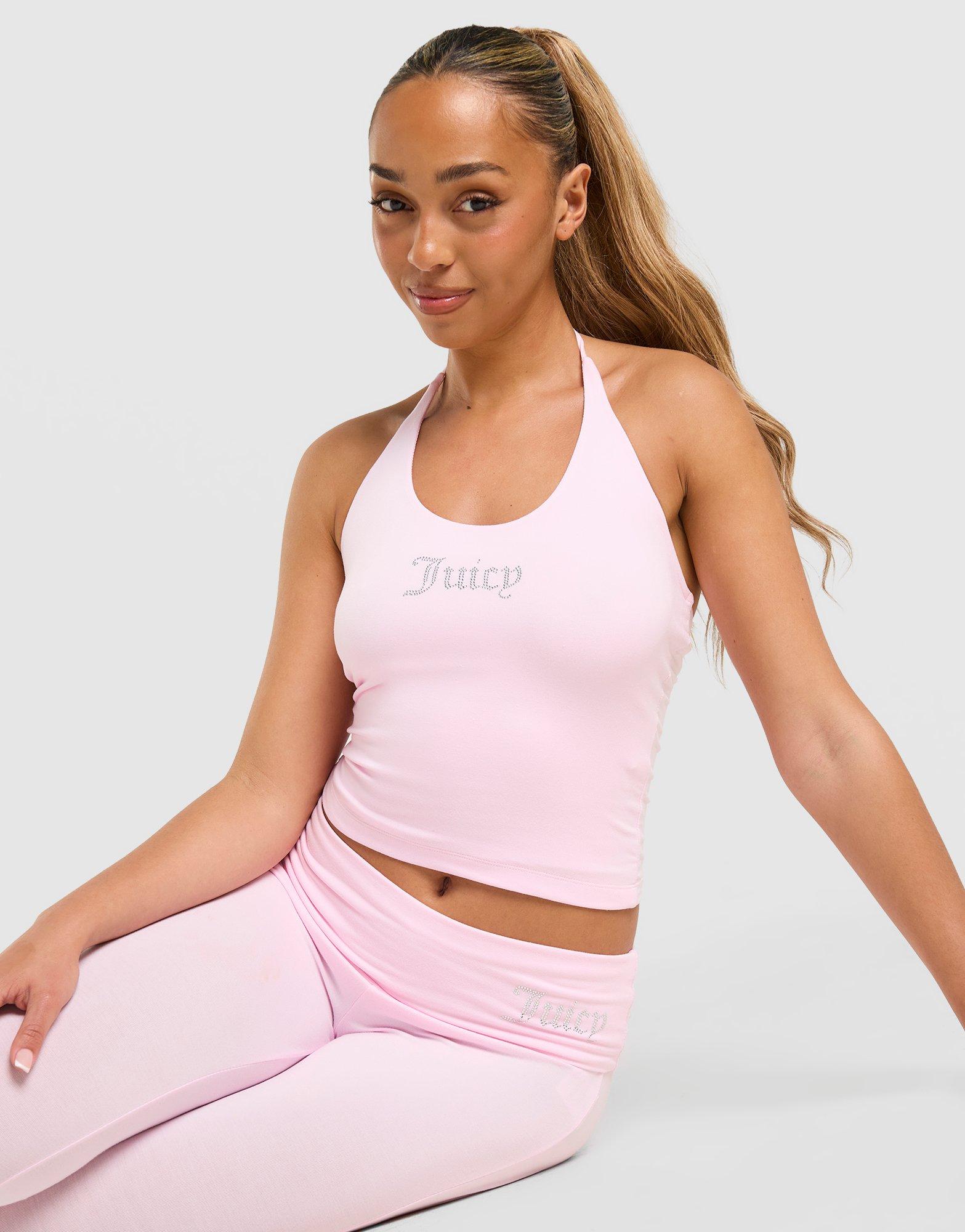 JUICY COUTURE Jersey Diamante Halter Vest Top