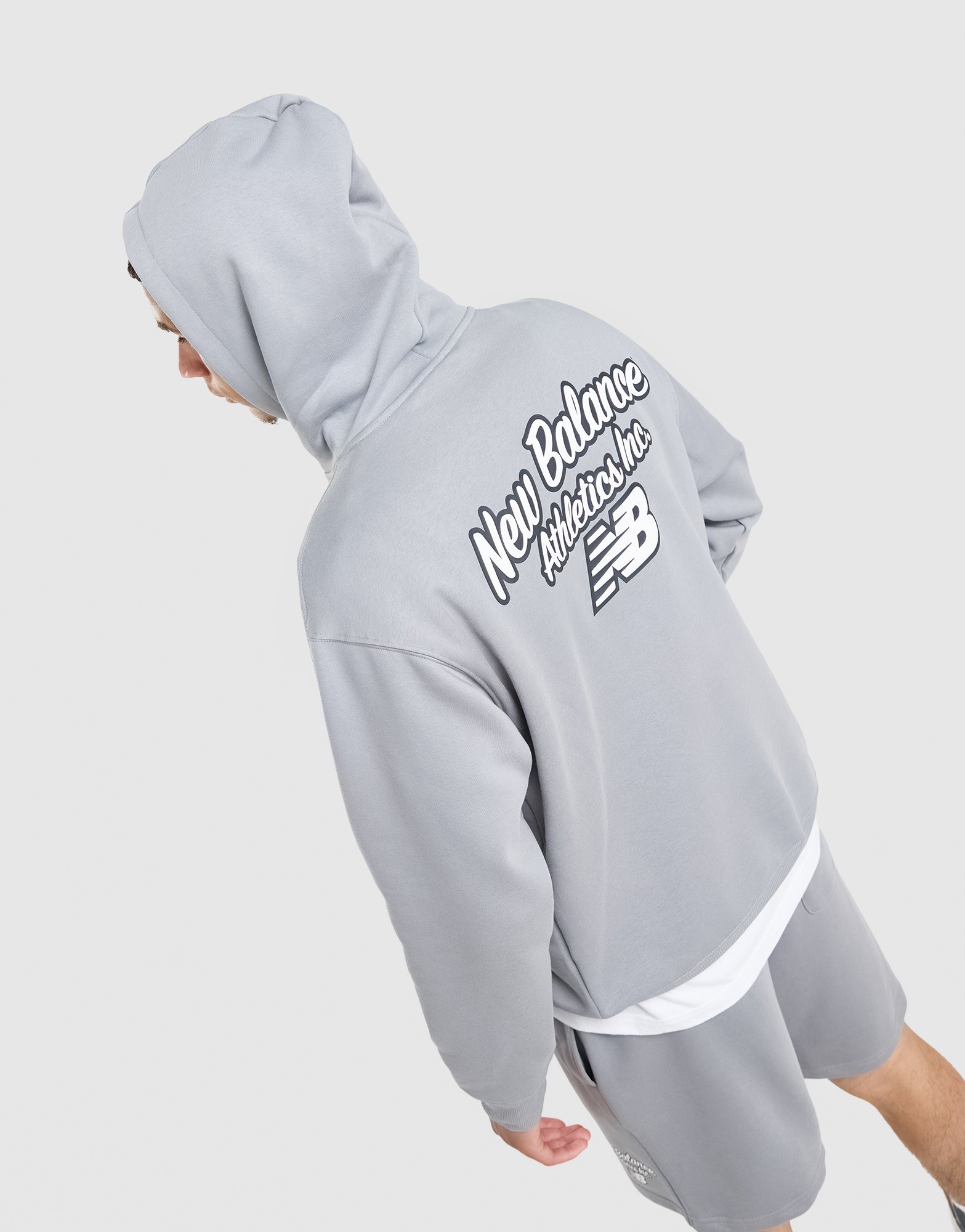 Grey New Balance Back Graphic Script Hoodie - JD Sports Global