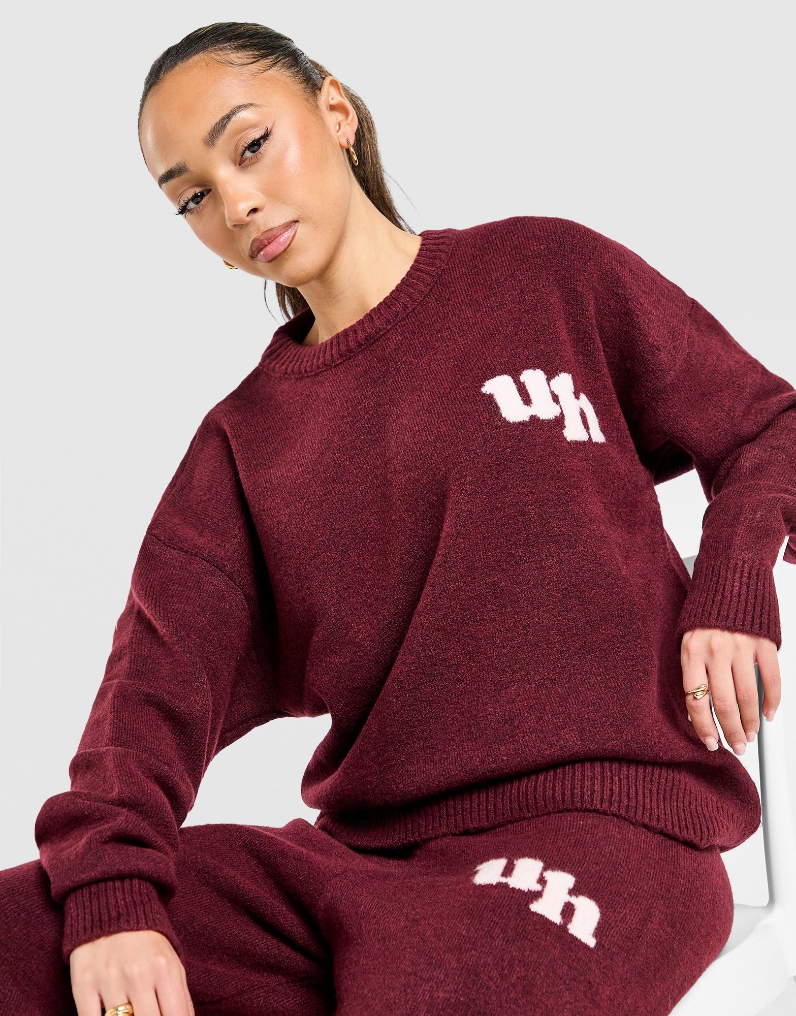 Burgundy Unlike Humans Knit Crew Sweatshirt - JD Sports Global