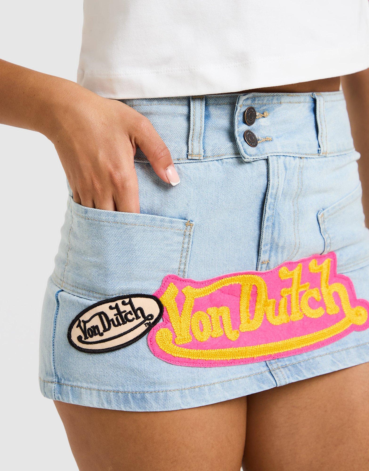 Von Dutch Badge Denim Skirt