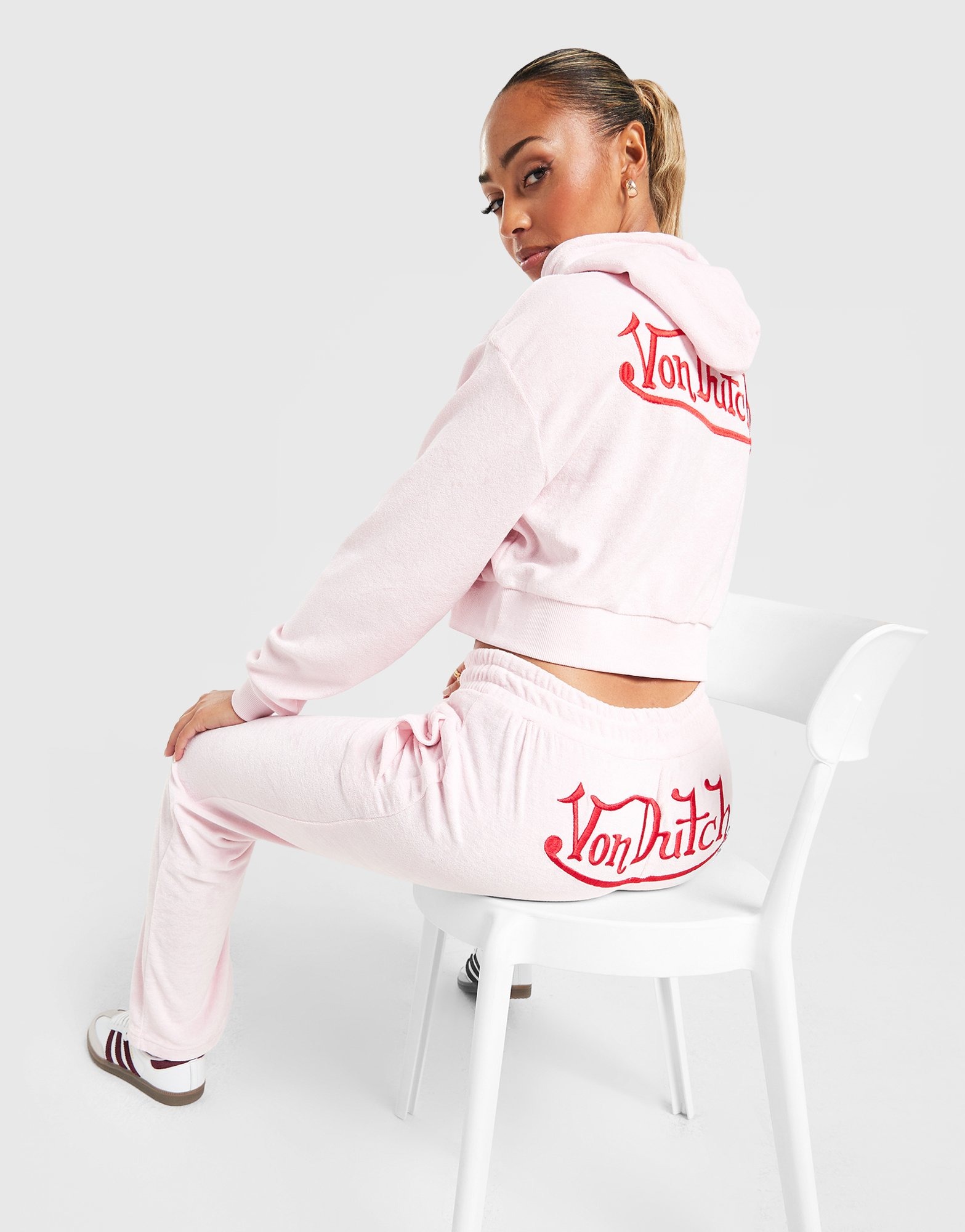Pink Von Dutch Velour Track Pants - JD Sports Sverige