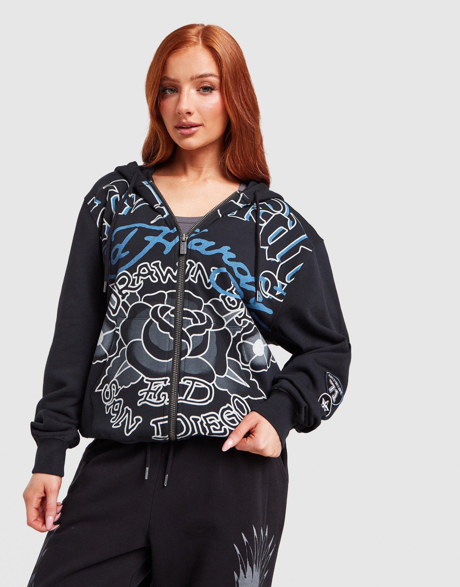 Ed Hardy Felpa con Cappuccio Full Zip Gothic