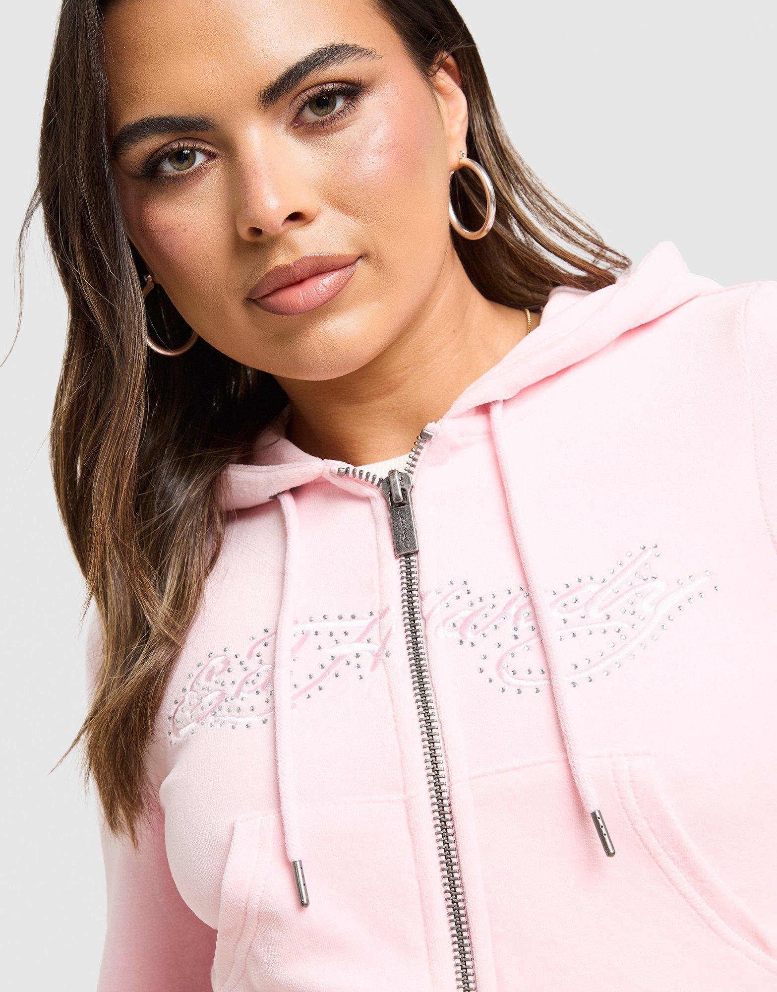 Ed Hardy Thorns Diamante Velour Hoodie