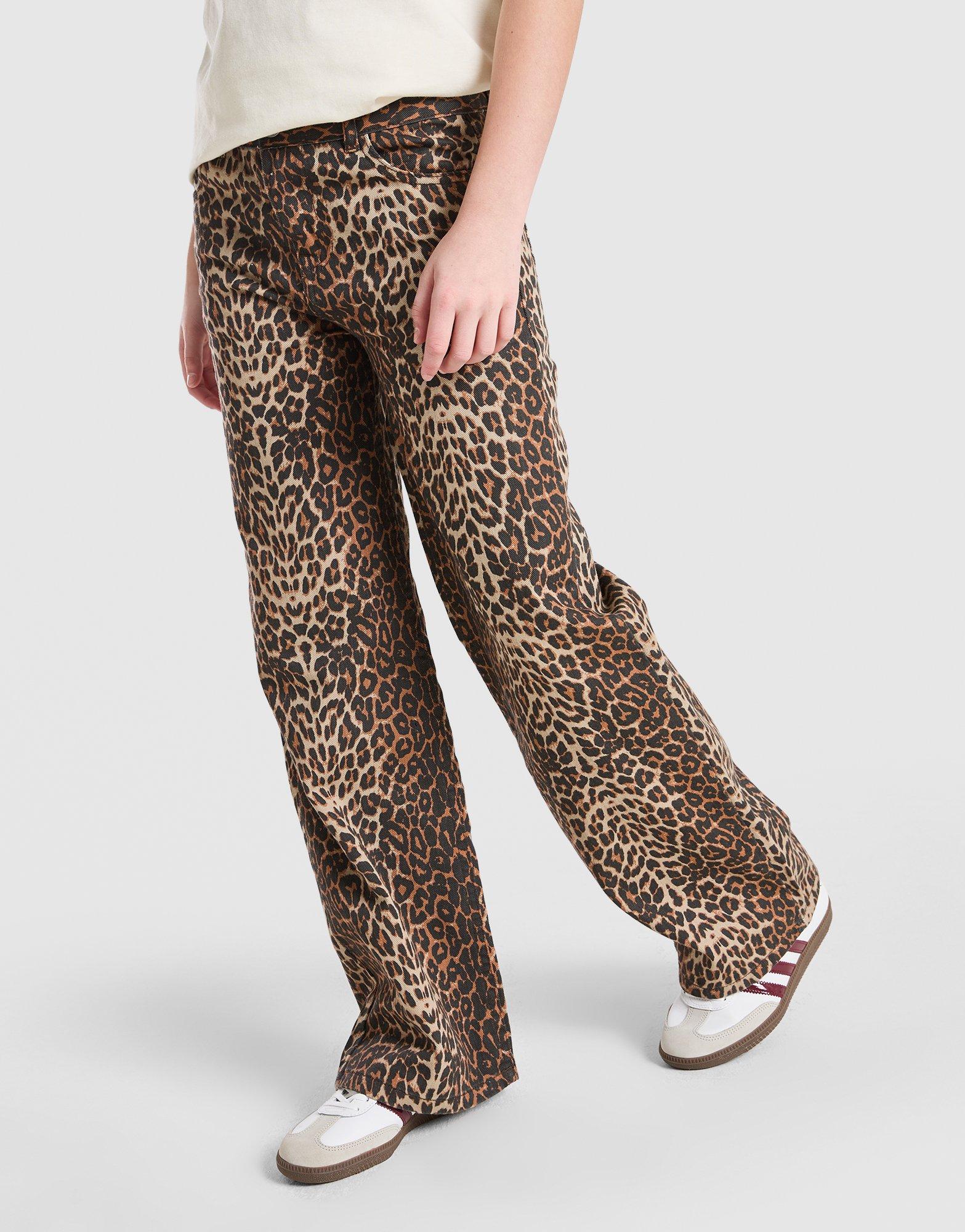 Pink Soda Sport Girls' Leopard Denim Jeans Junior