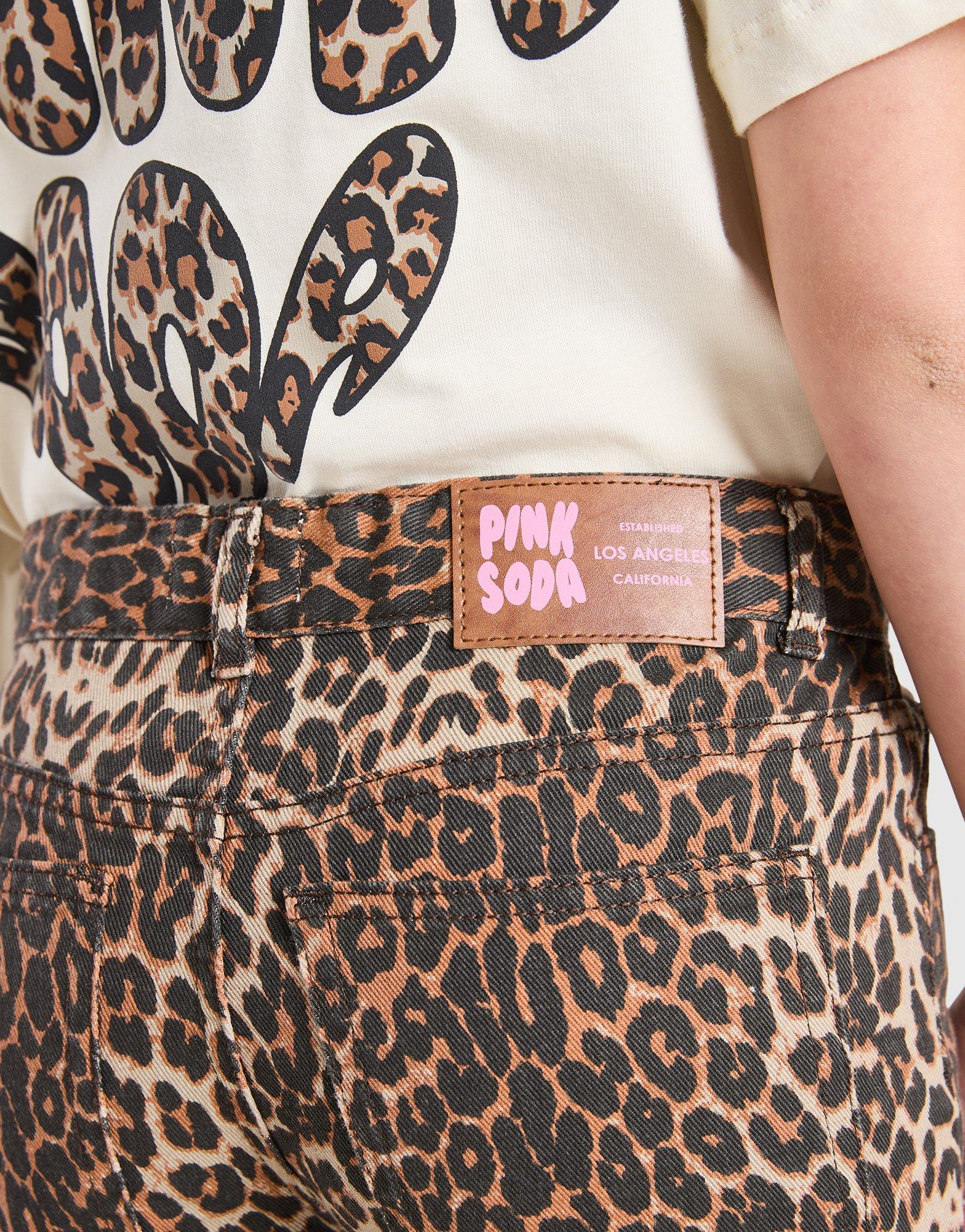 Pink Soda Sport Girls' Leopard Denim Jeans Junior