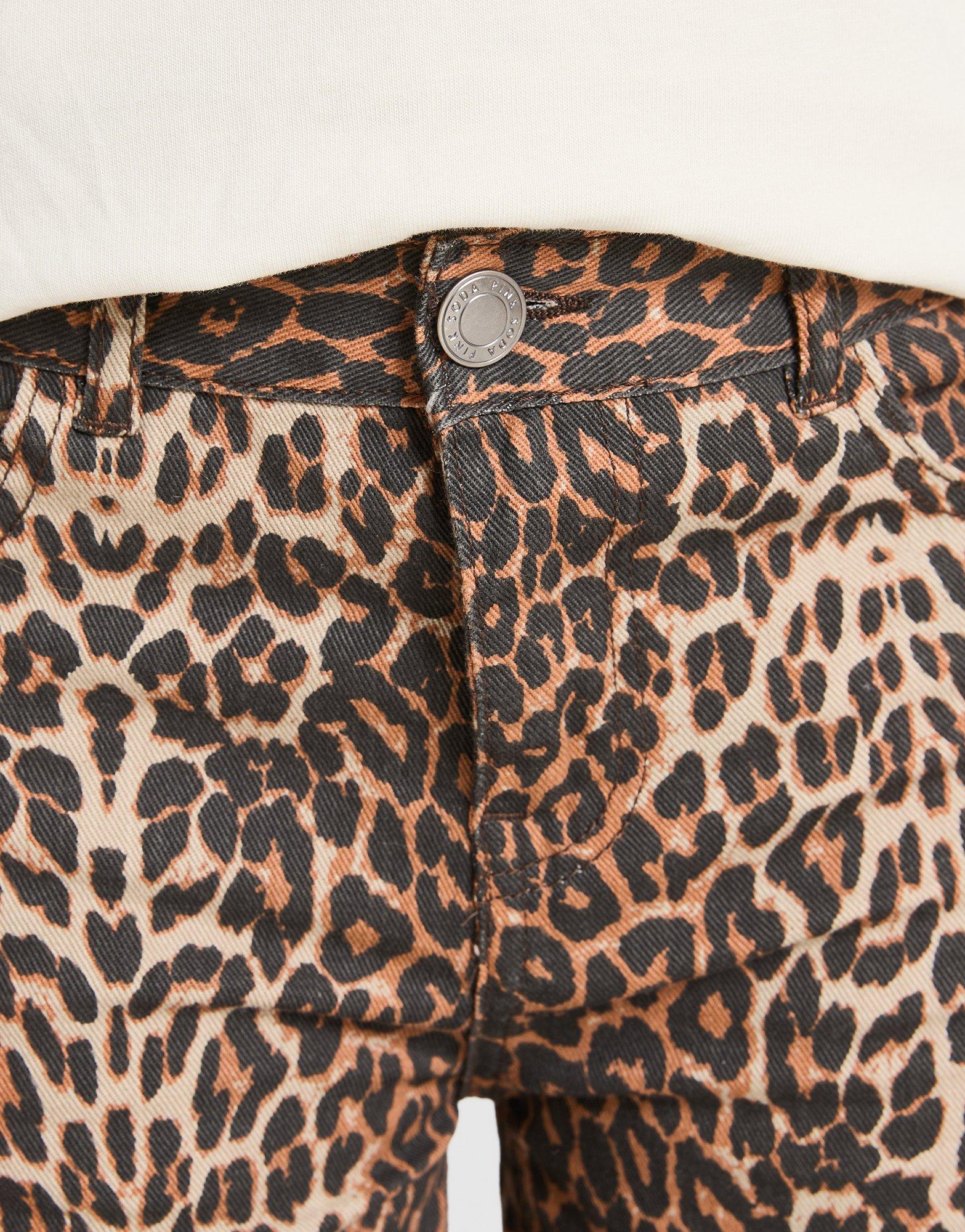 Pink Soda Sport Girls' Leopard Denim Jeans Junior