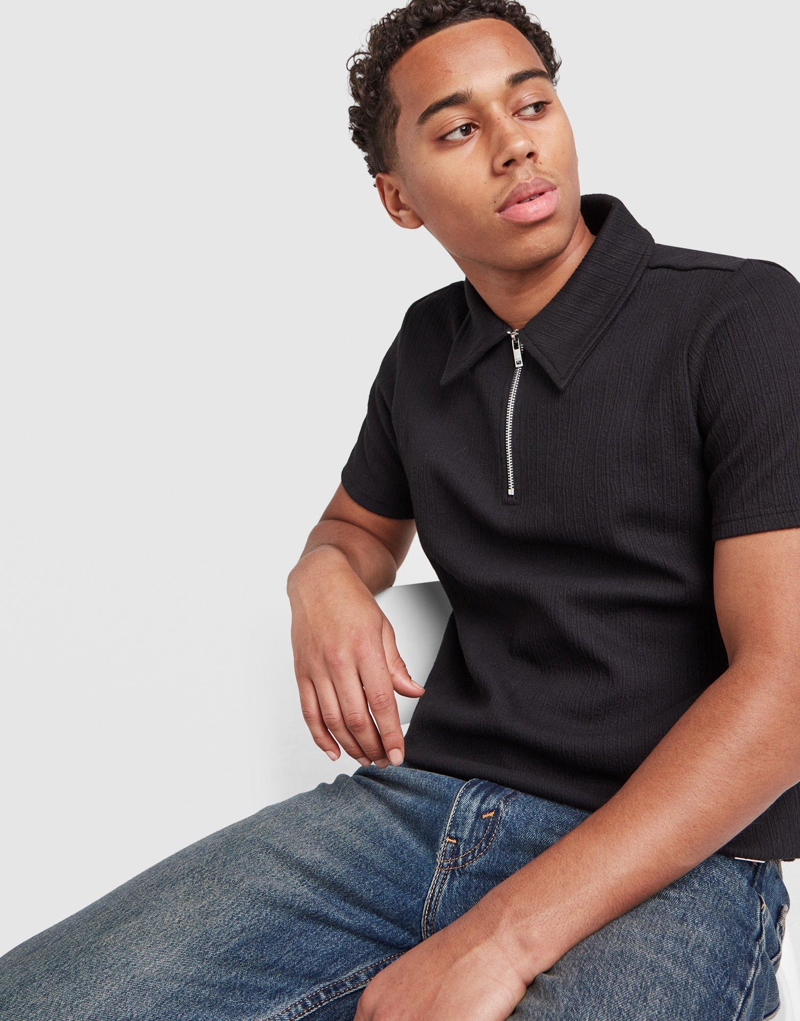 Belier Textured Zip Polo Shirt