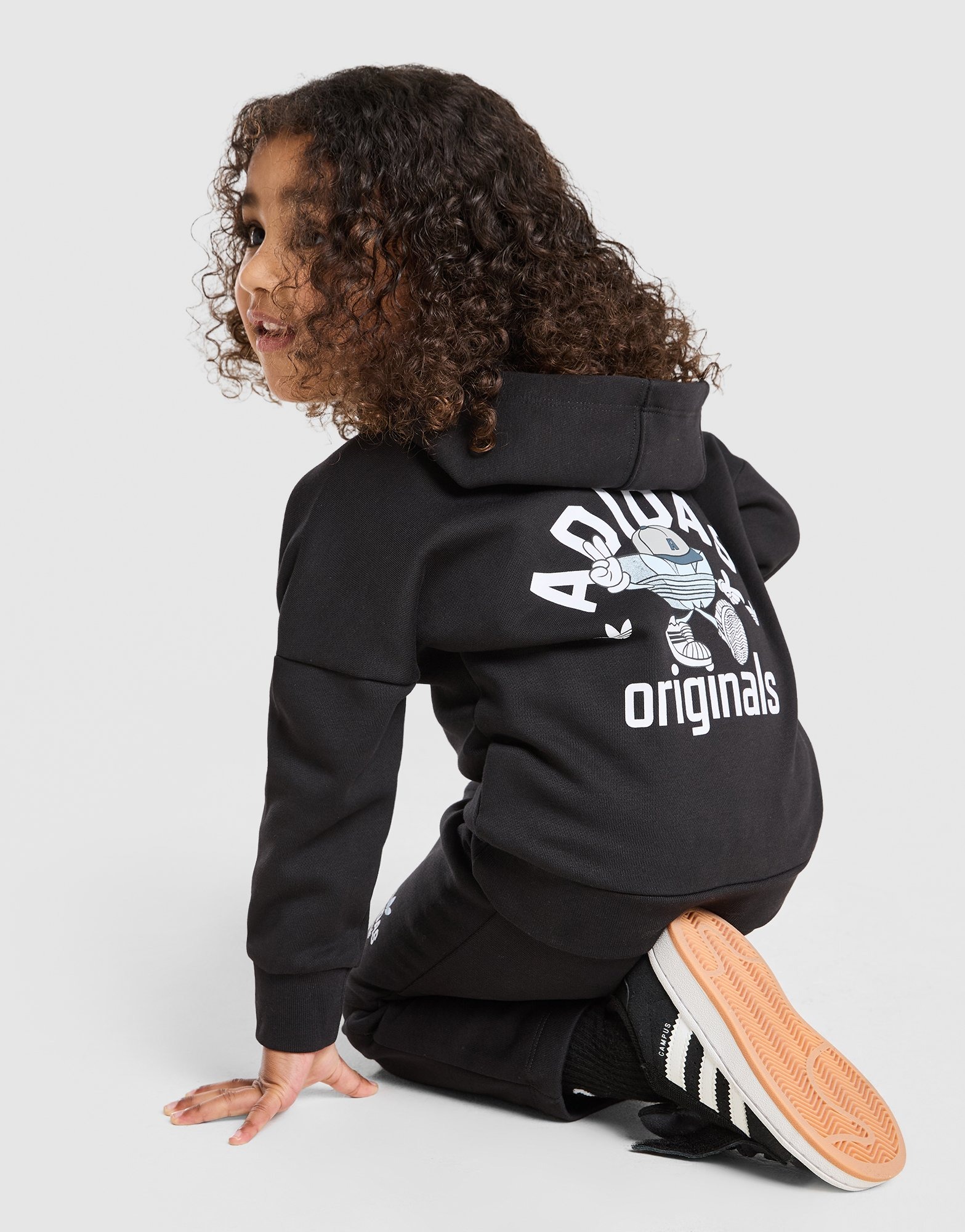 Black adidas Originals Treffy Overhead Hooded Tracksuit Infant