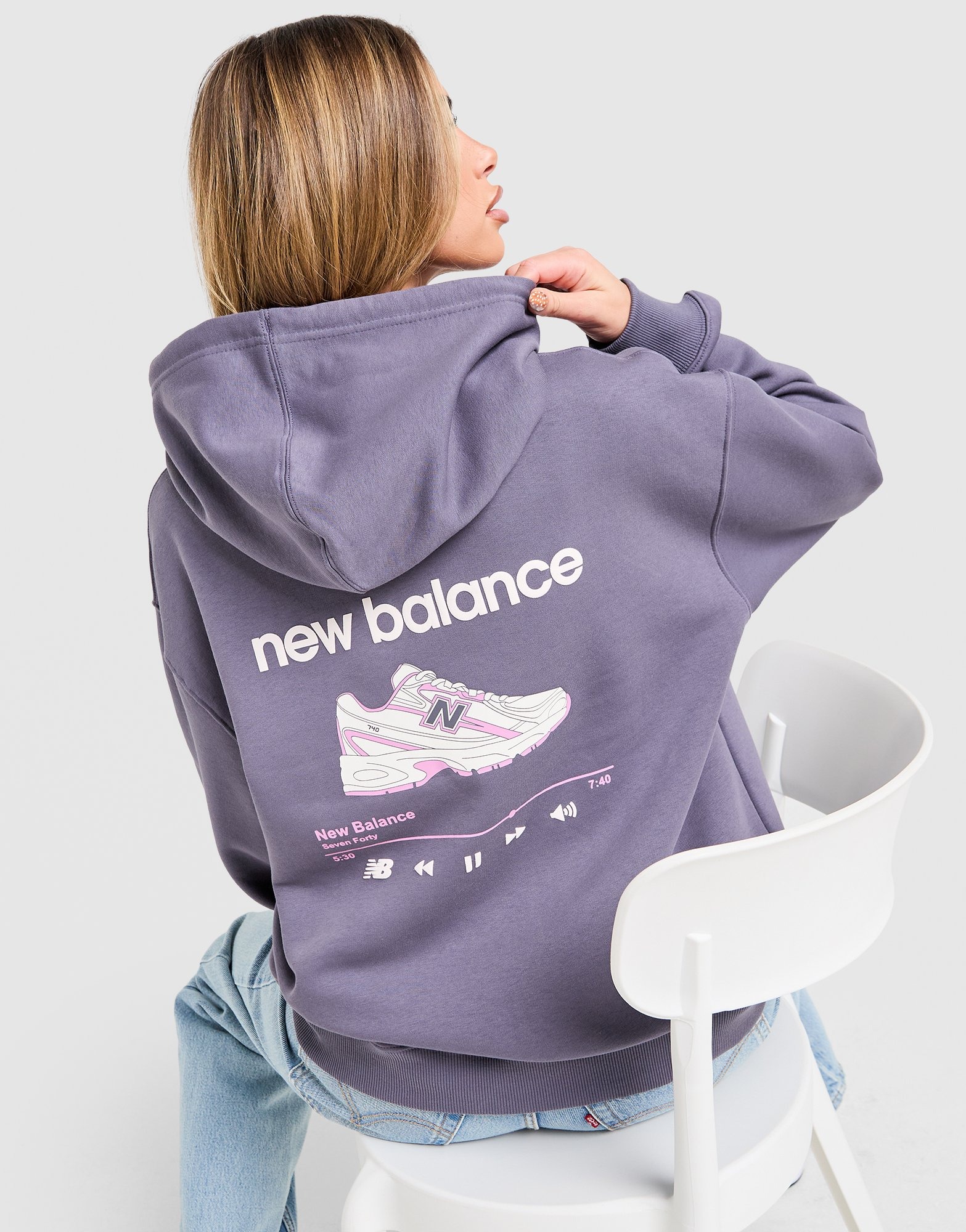 Grey New Balance 740 Overhead Hoodie - JD Sports Global