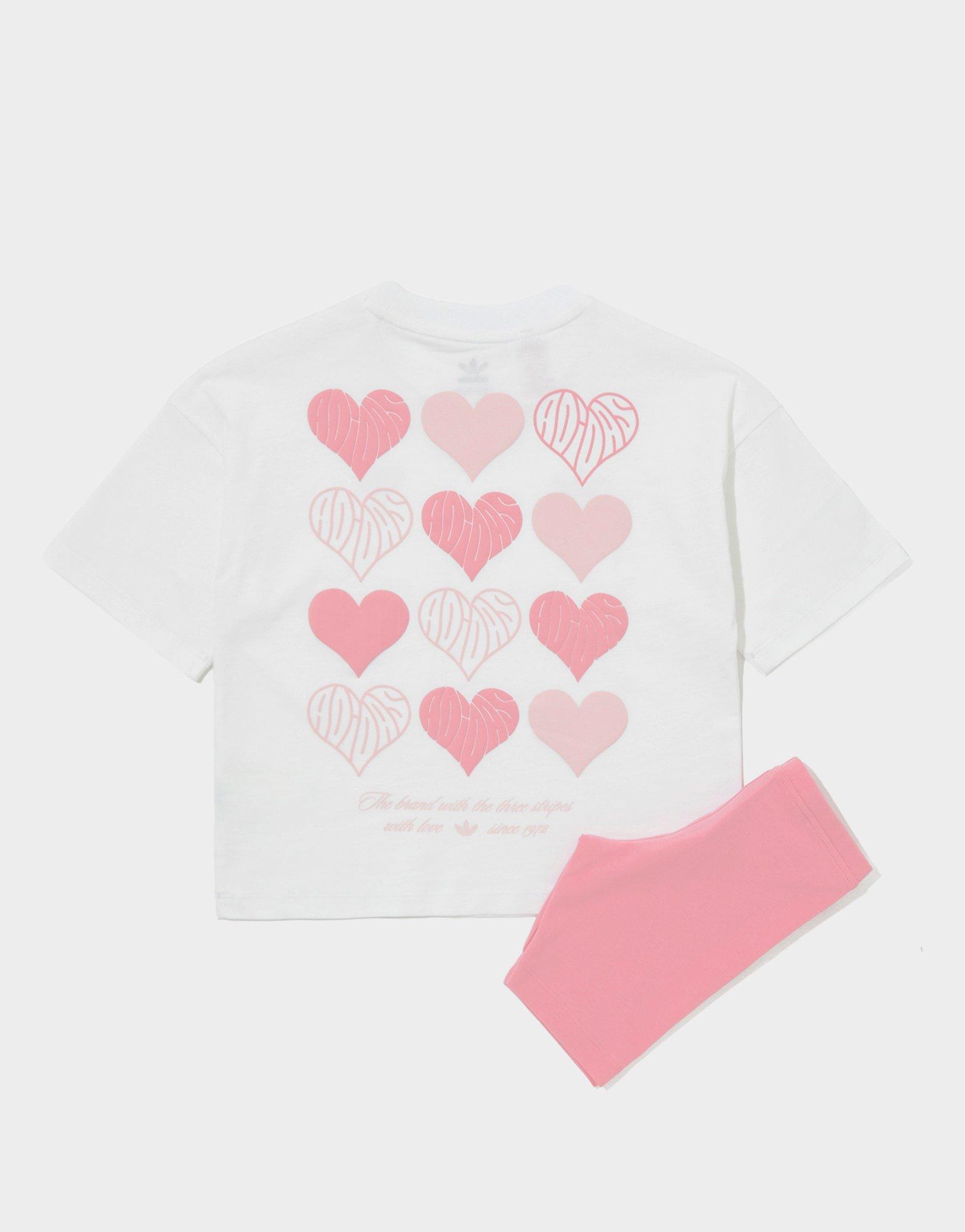 adidas Originals Girls' Heart Print T-Shirt/Shorts Set Children