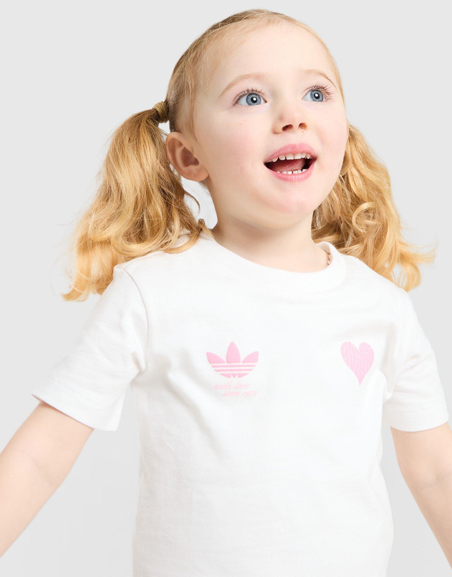 adidas Originals Girls' Heart All Over Print Tee/Shorts Set Infant