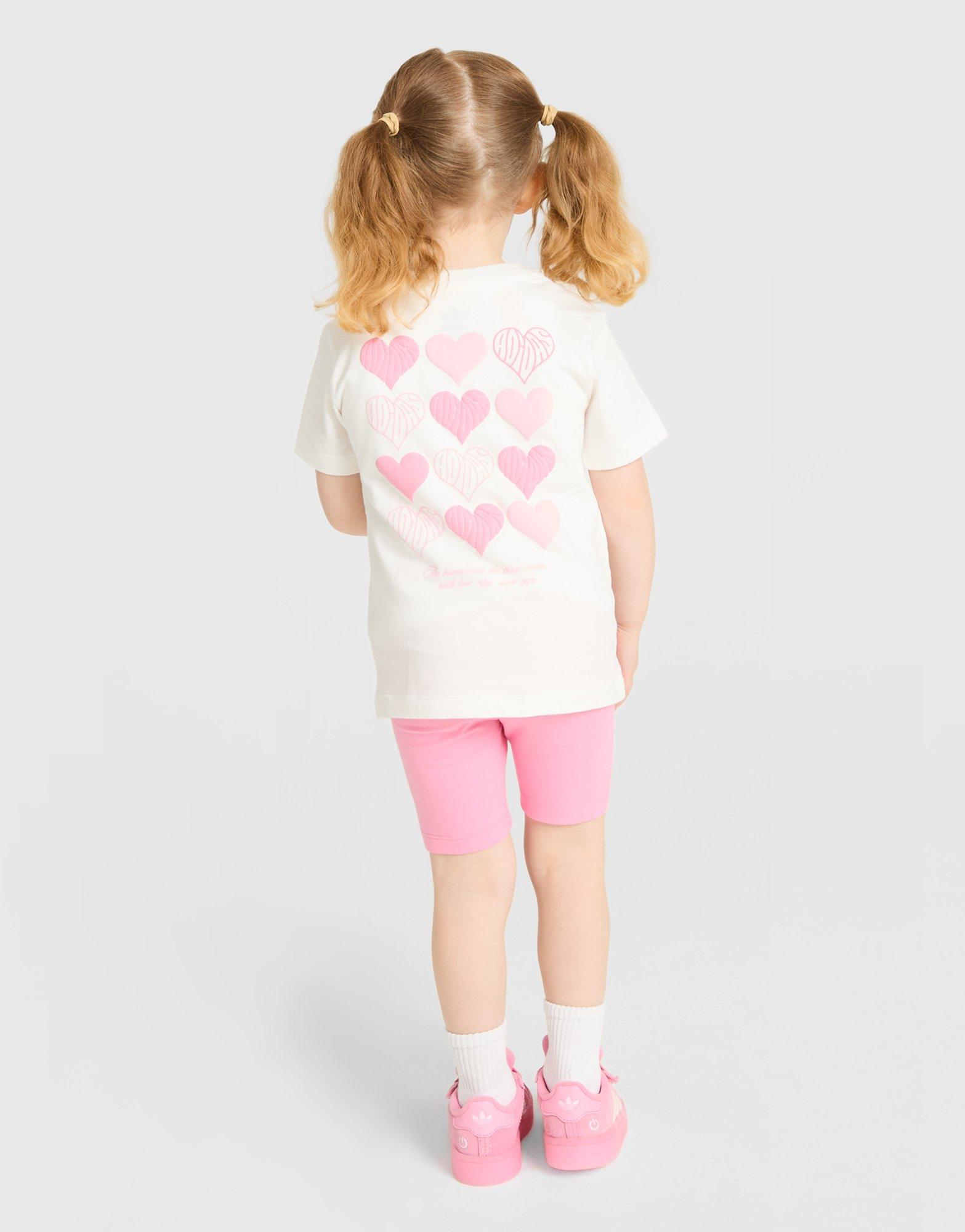 adidas Originals Girls' Heart All Over Print Tee/Shorts Set Infant