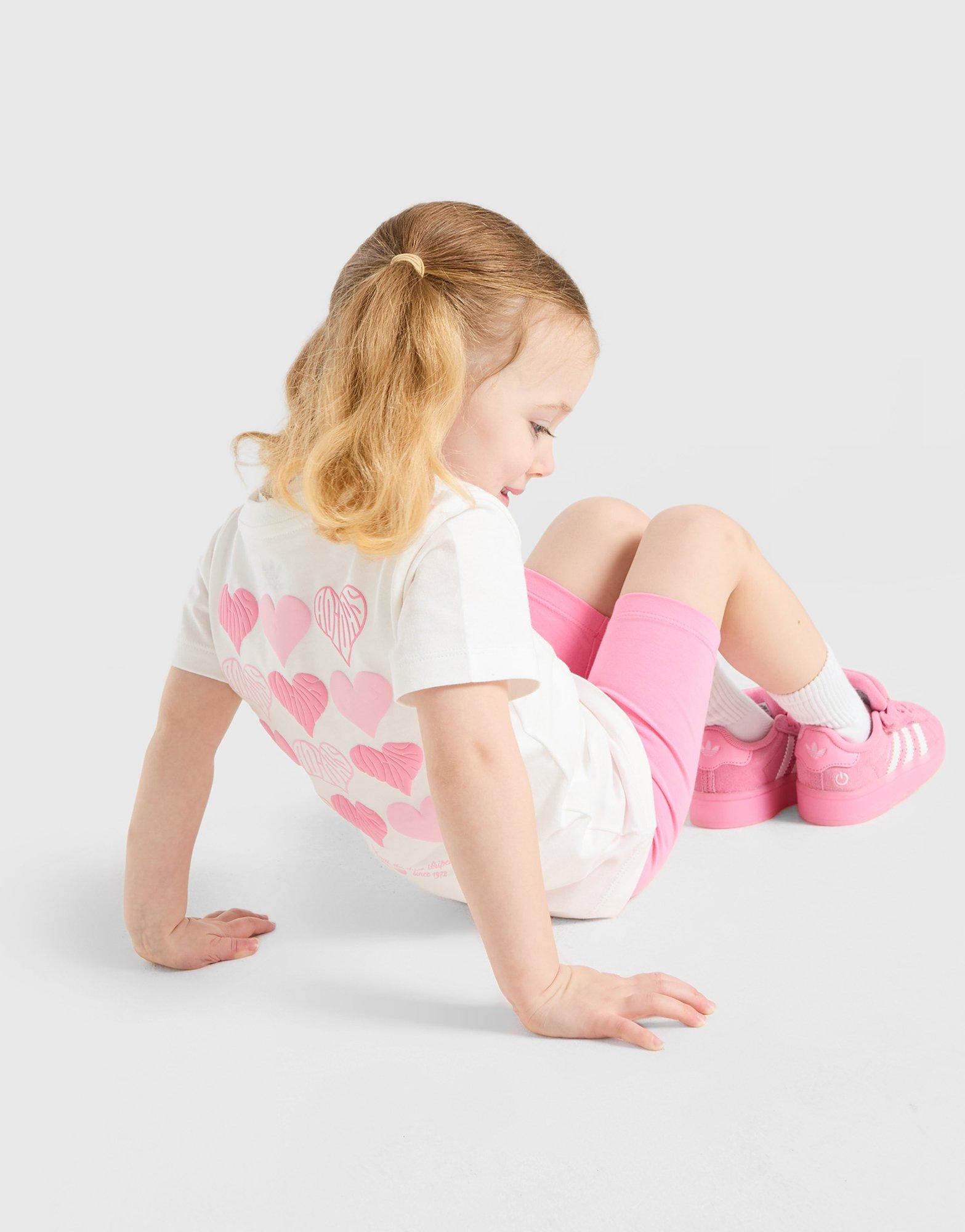 adidas Originals Girls' Heart All Over Print Tee/Shorts Set Infant