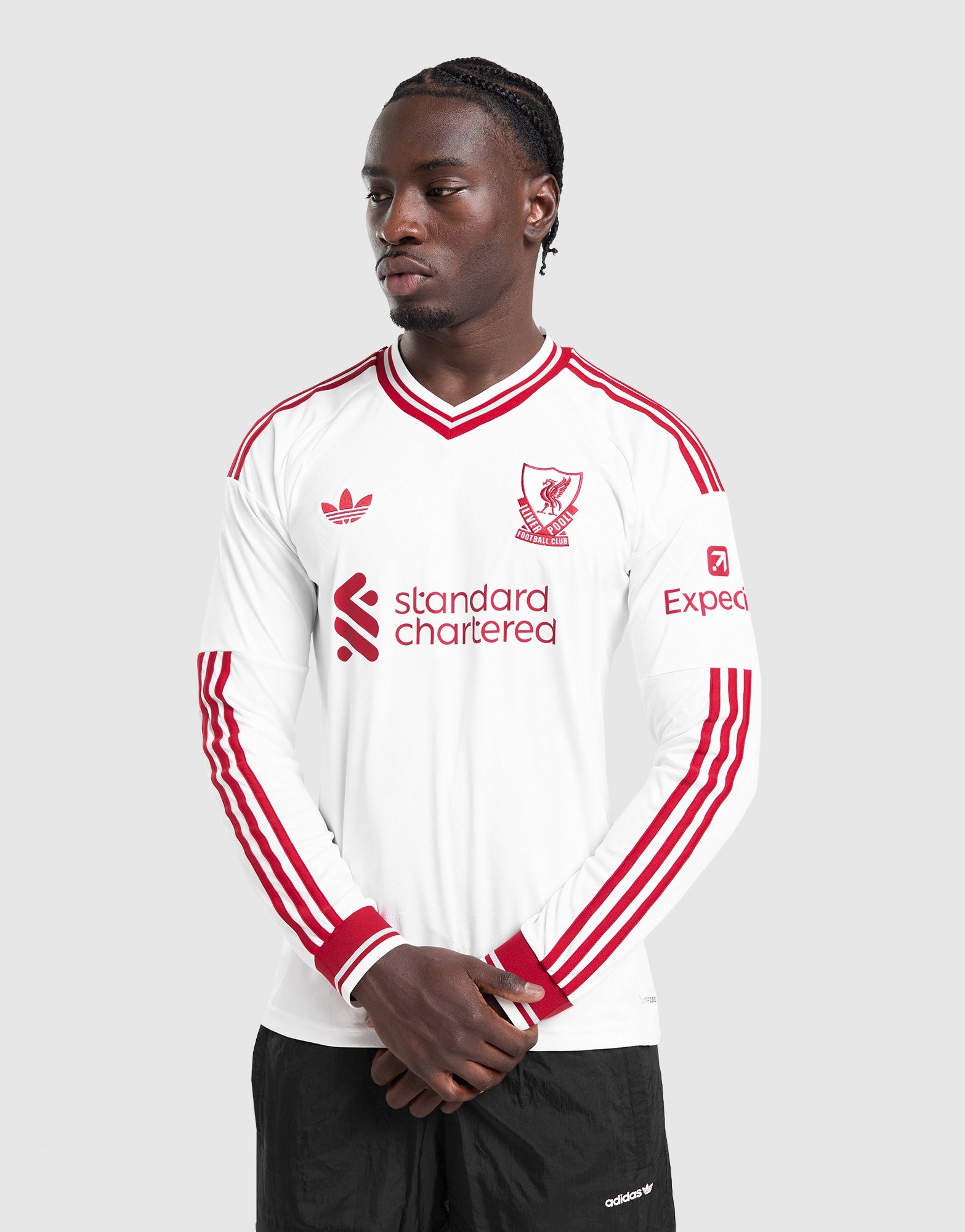 White adidas Originals Liverpool FC 2026/27 Long Sleeve Away Shirt