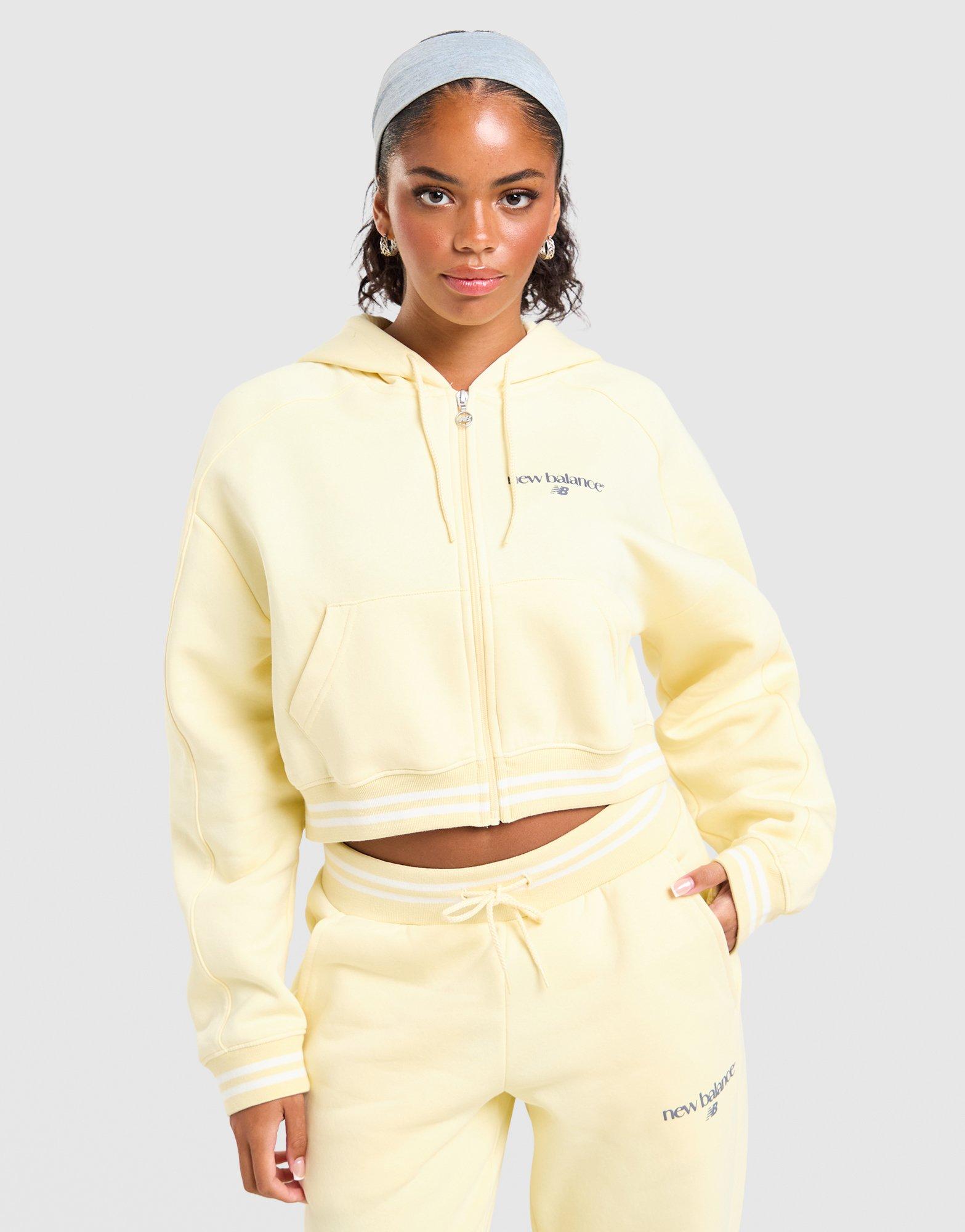 New Balance Cropped Ribbed Full Zip Hoodie