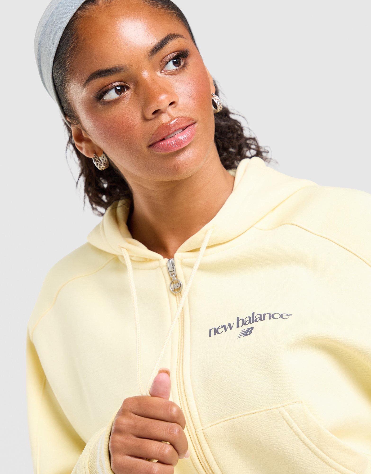 New Balance Cropped Ribbed Full Zip Hoodie