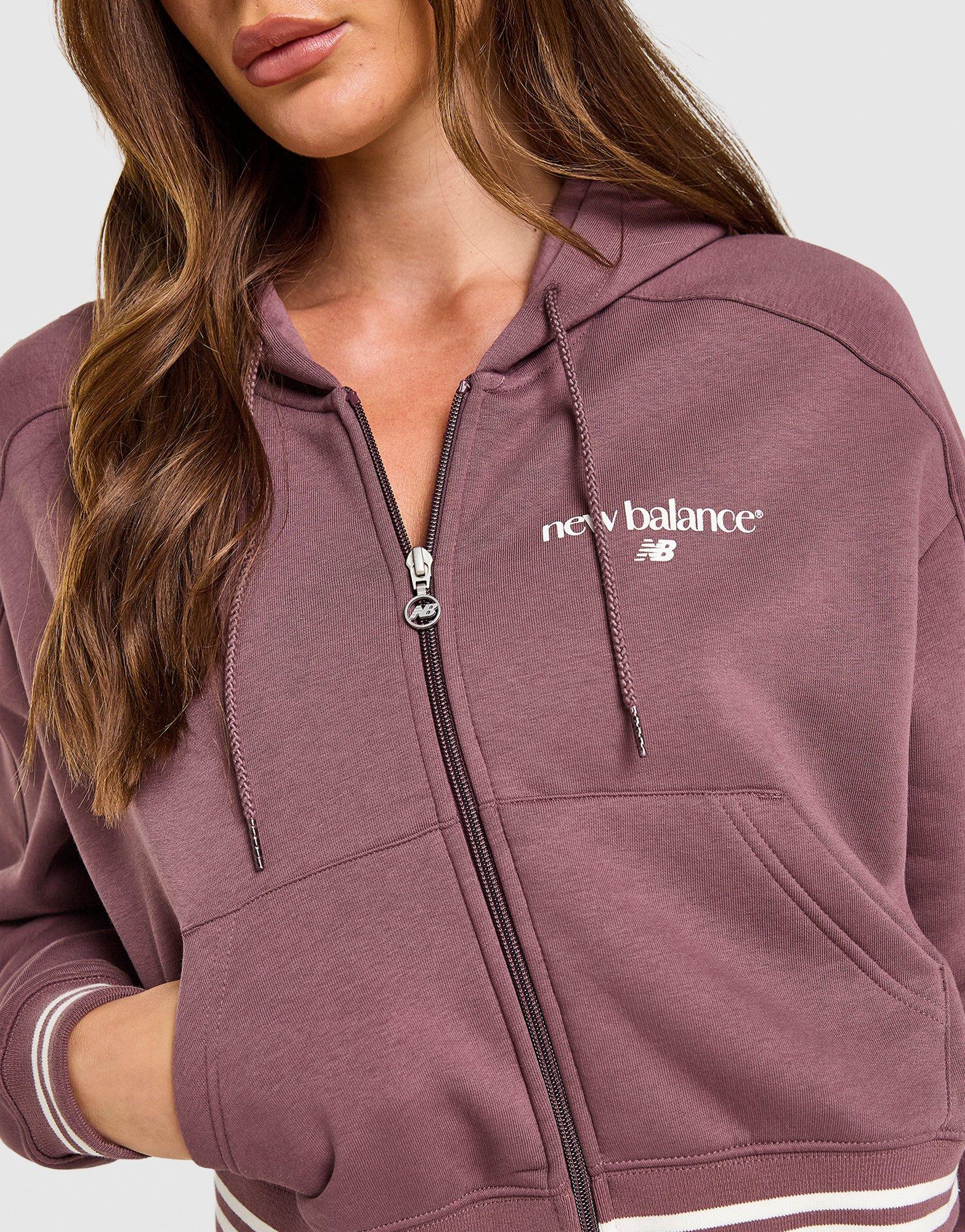 New Balance Cropped Ribbed Full Zip Hoodie
