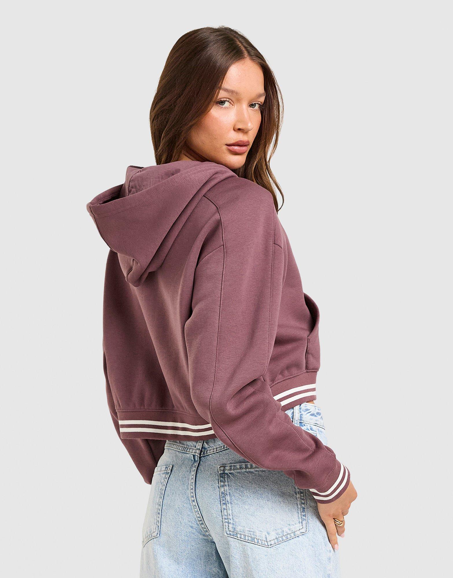 New Balance Cropped Ribbed Full Zip Hoodie