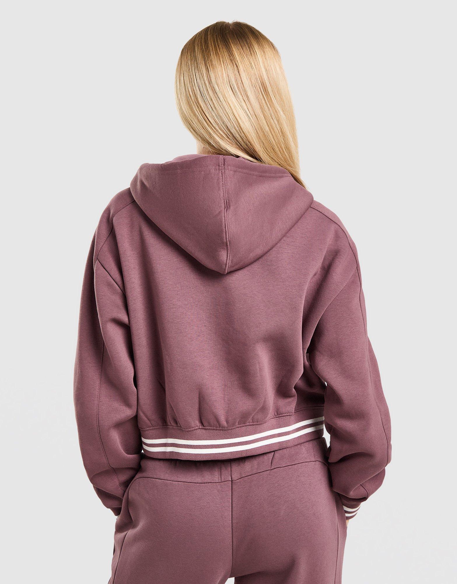 New Balance Cropped Ribbed Full Zip Hoodie