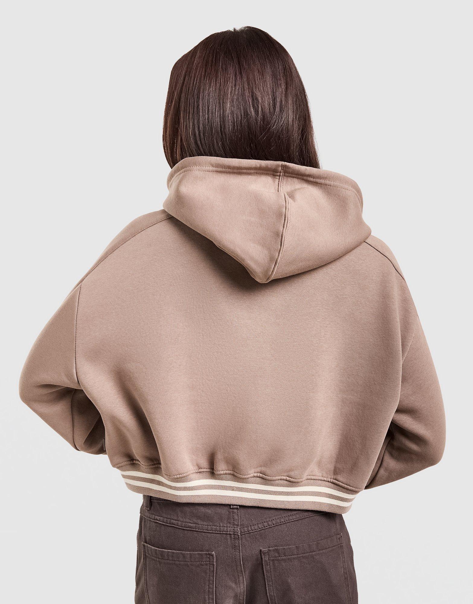New Balance Cropped Ribbed Full Zip Hoodie