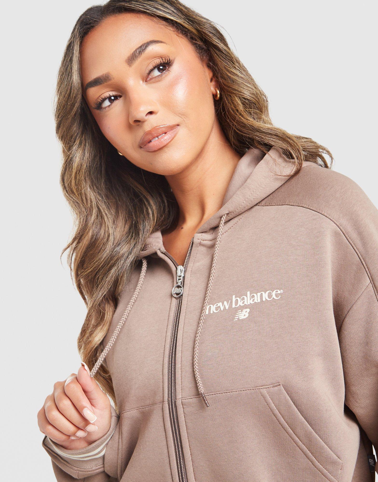 New Balance Cropped Ribbed Full Zip Hoodie