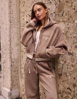 New Balance Felpa con Cappuccio Cropped Full Zip Ribbed