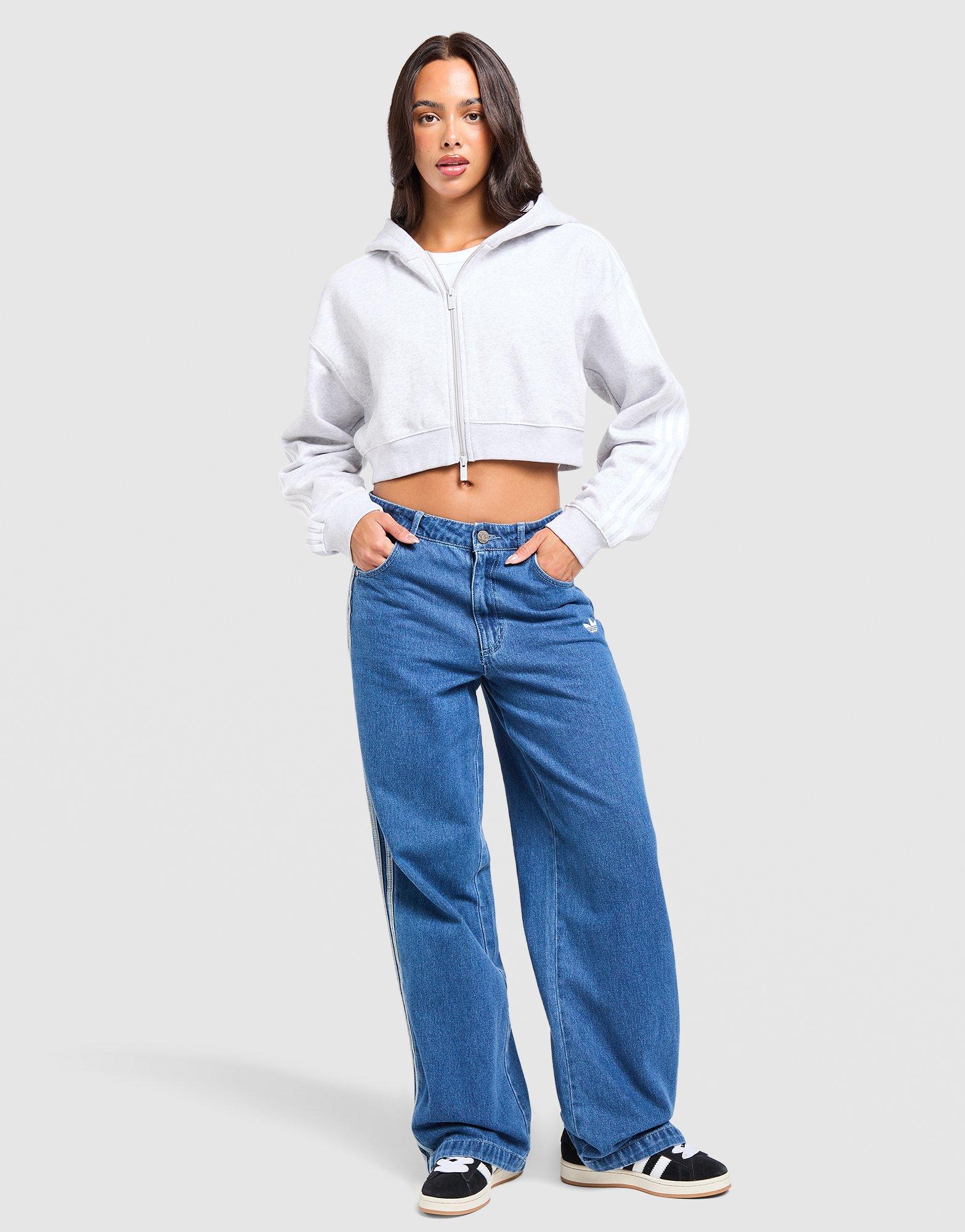 adidas Originals 3-Stripes Cropped Full Zip Hoodie