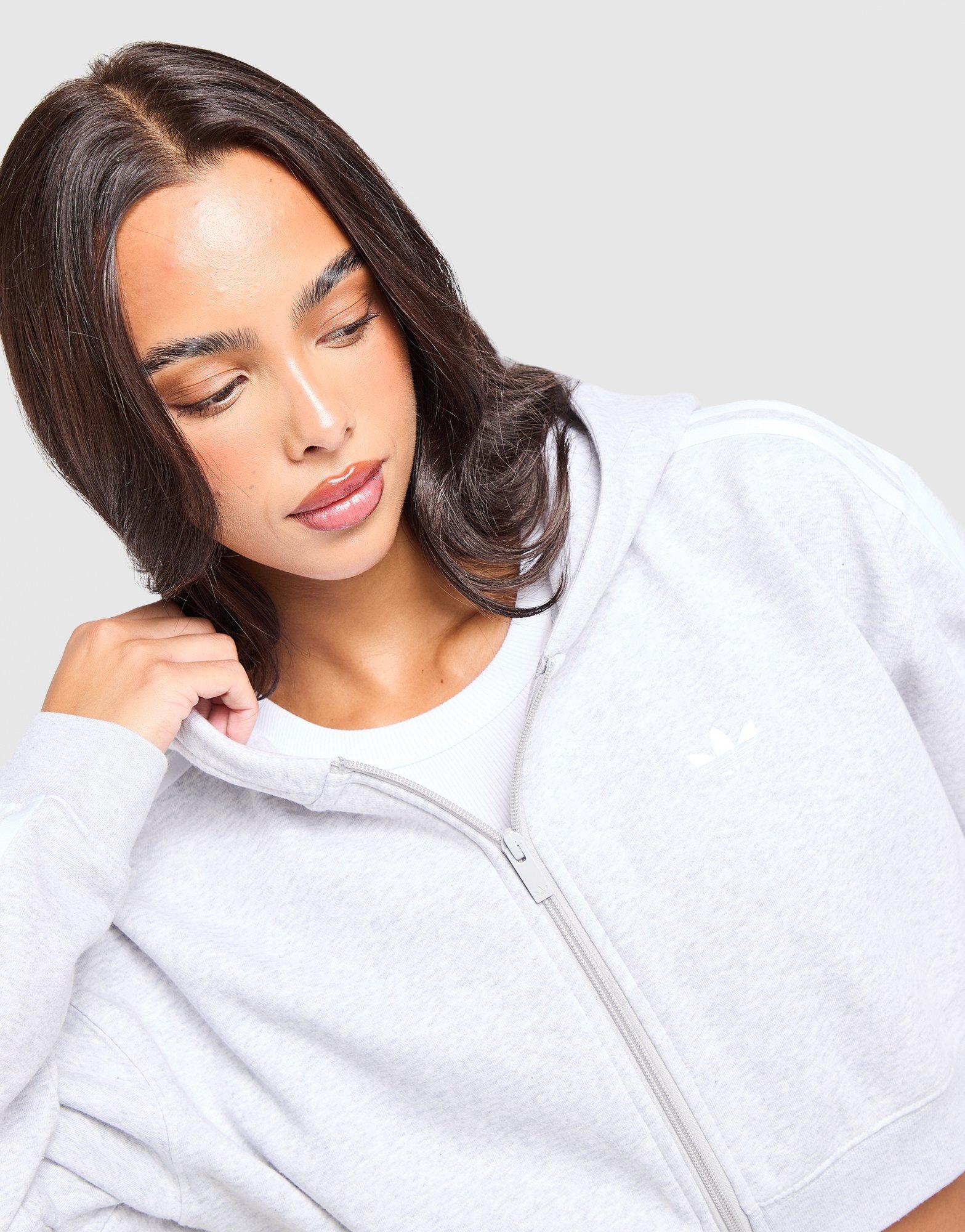 adidas Originals 3-Stripes Cropped Full Zip Hoodie