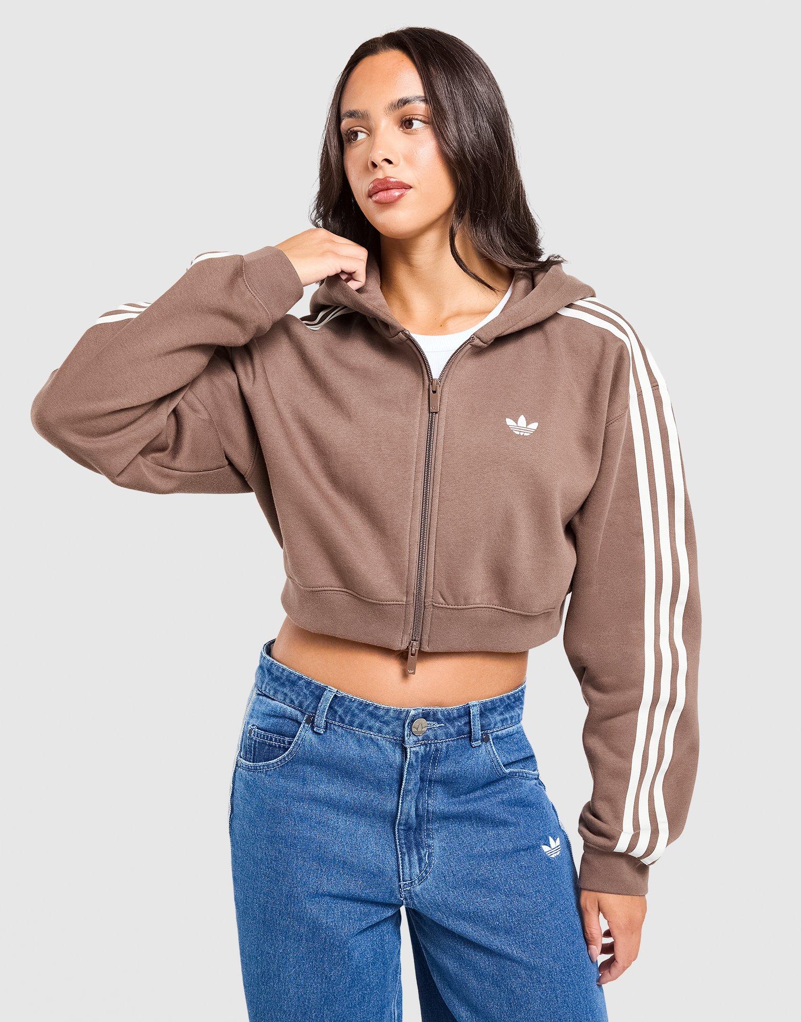 adidas Originals 3-Stripes Cropped Full Zip Hoodie