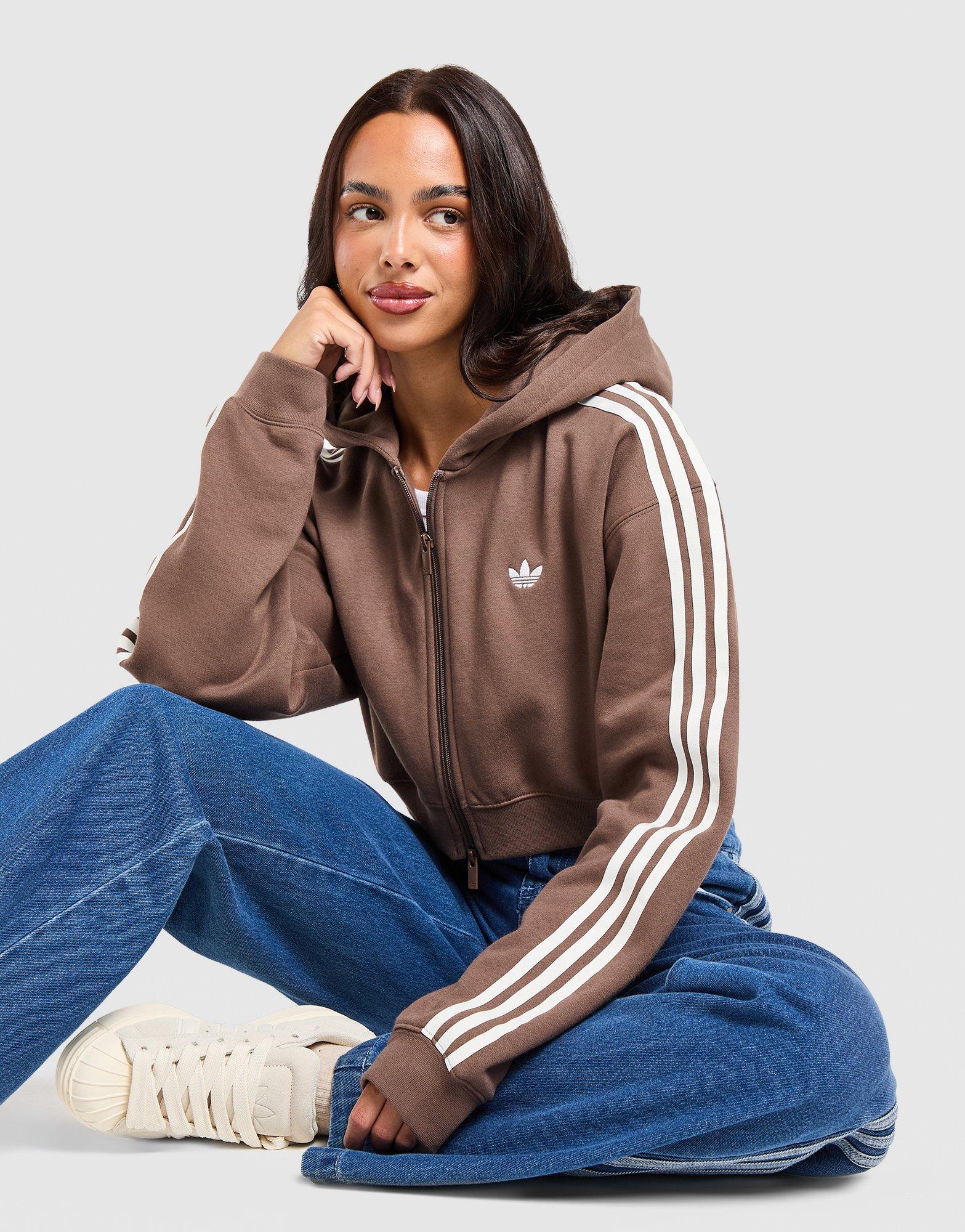 adidas Originals 3-Stripes Cropped Full Zip Hoodie