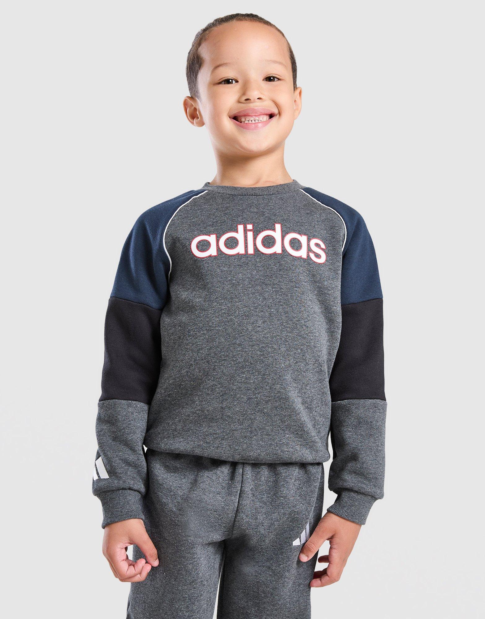 adidas Linear Colour Block Crew Tracksuit Children