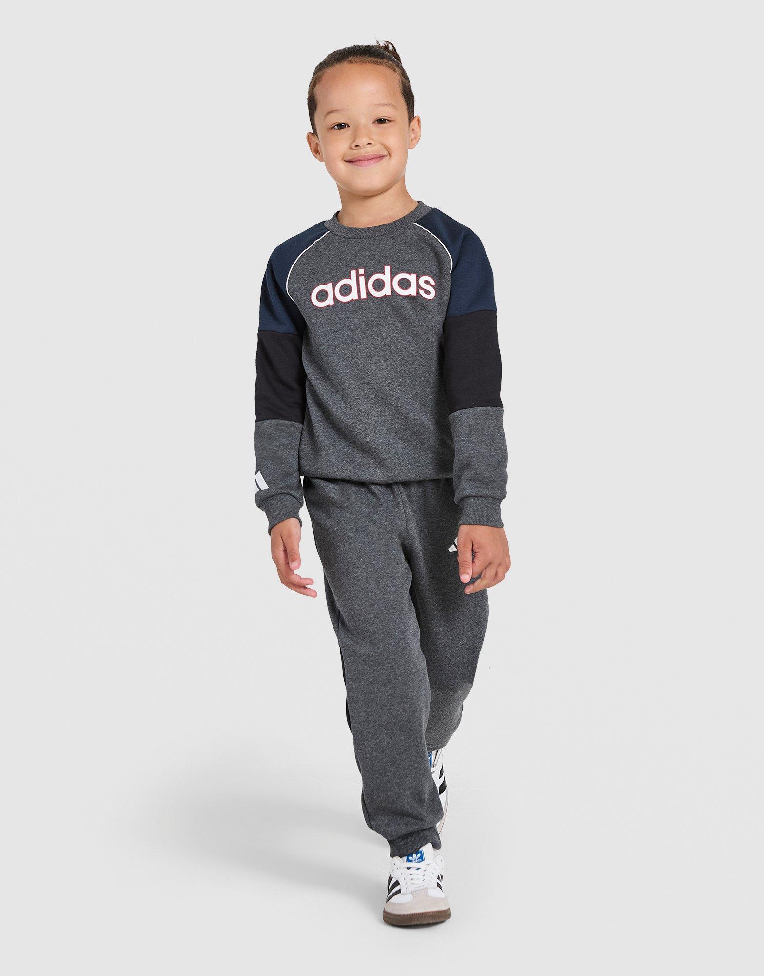 adidas Linear Colour Block Crew Tracksuit Children