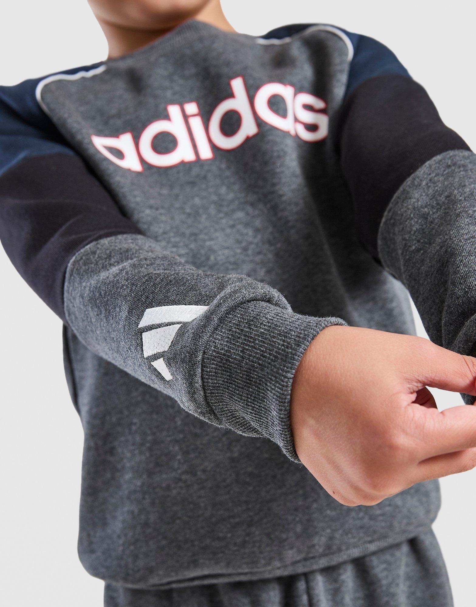 adidas Linear Colour Block Crew Tracksuit Children