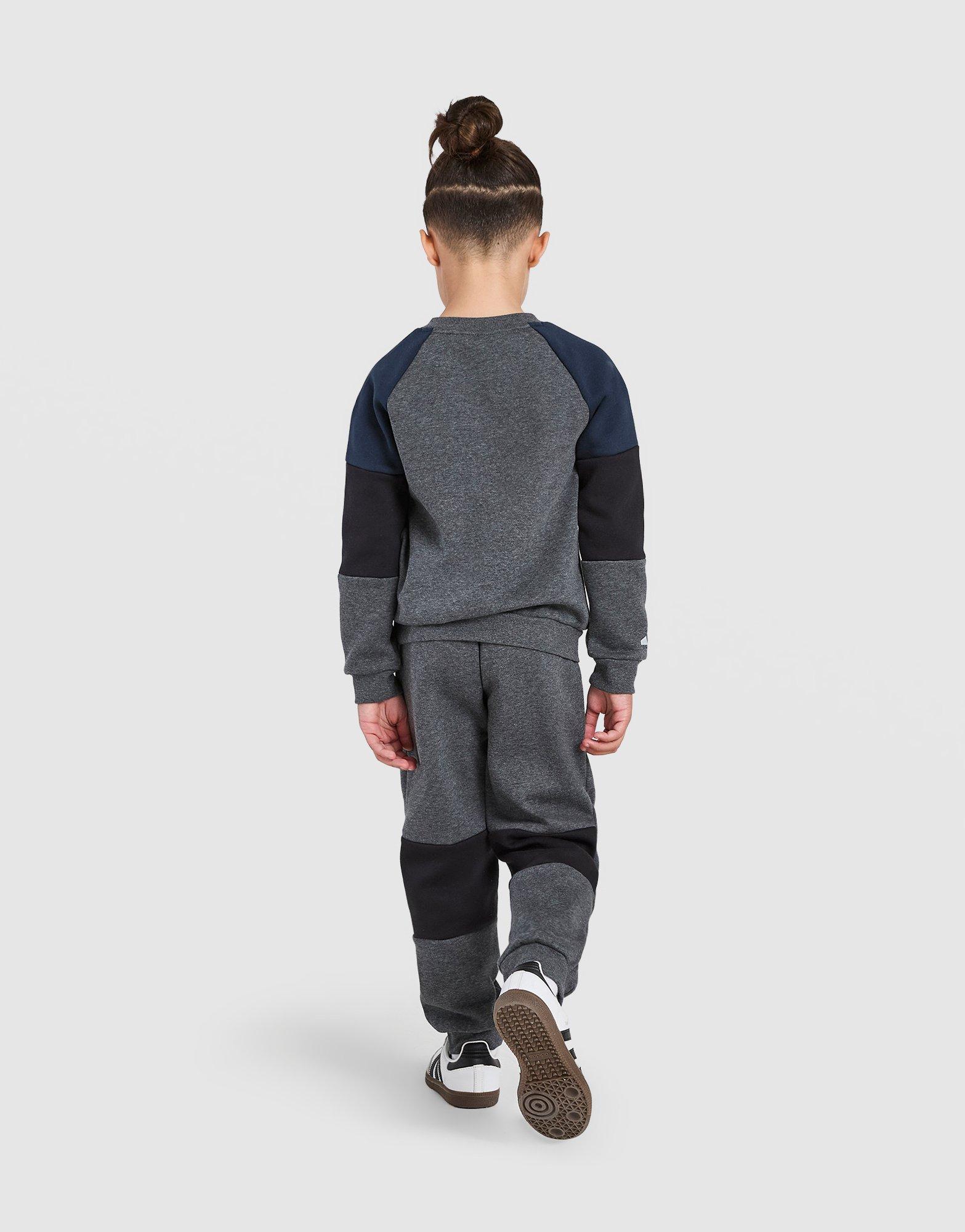adidas Linear Colour Block Crew Tracksuit Children