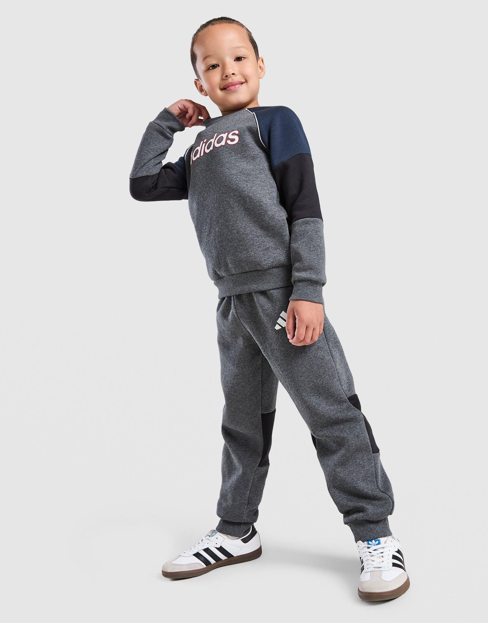 adidas Linear Colour Block Crew Tracksuit Children